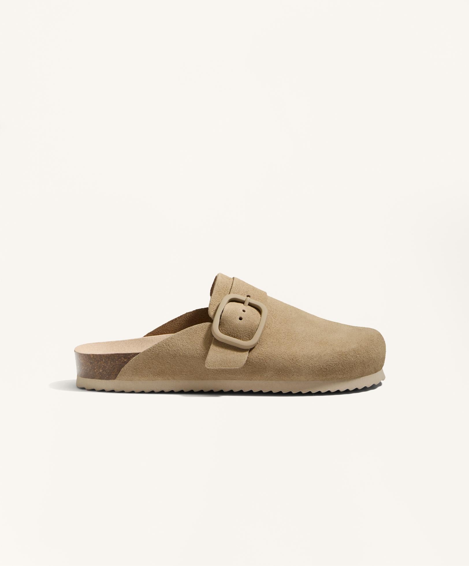 BUCKLED SPLIT LEATHER MULES