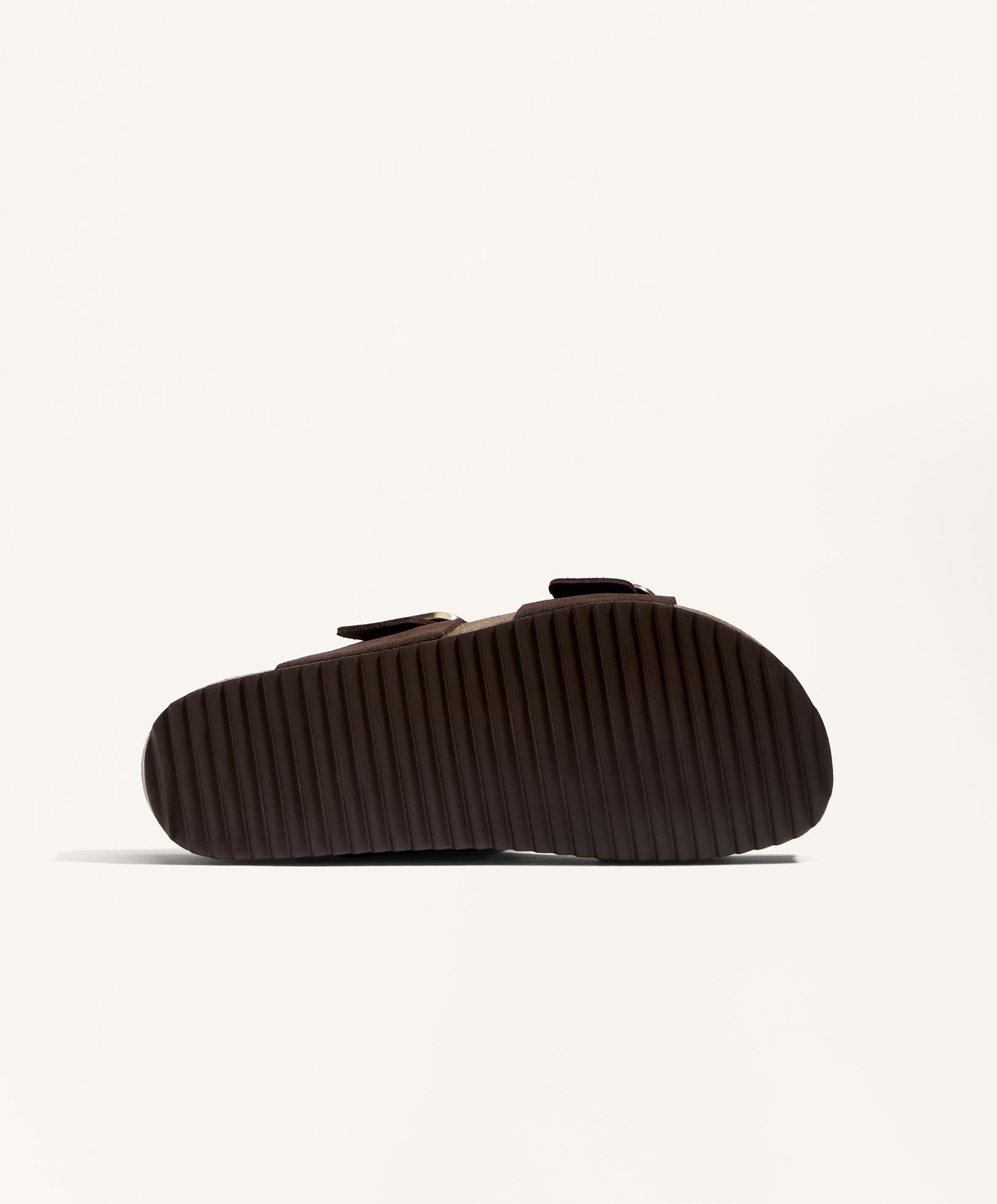 BUCKLE SPLIT LEATHER SLIDES