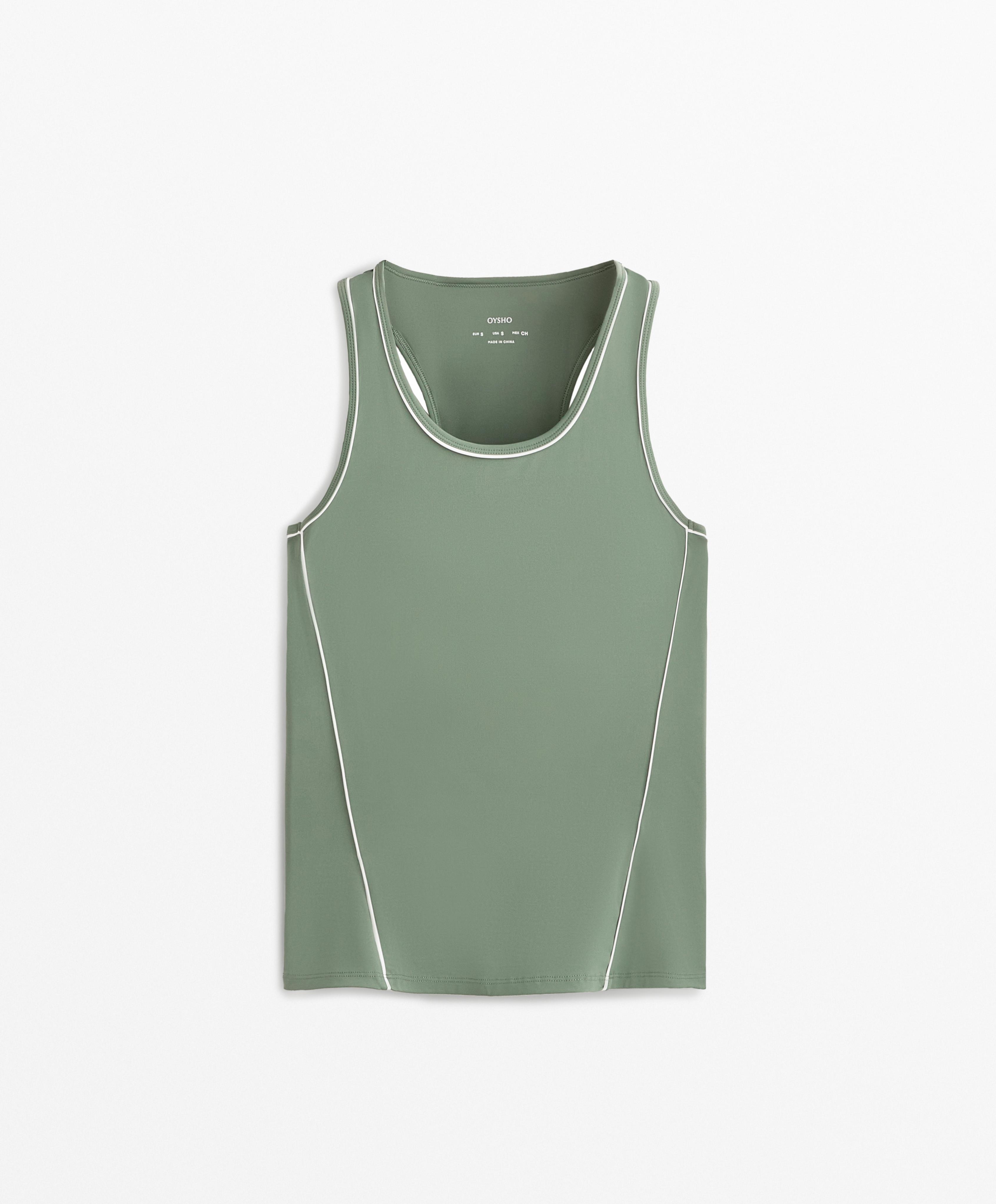 PIPING DETAIL SLEEVELESS T SHIRT