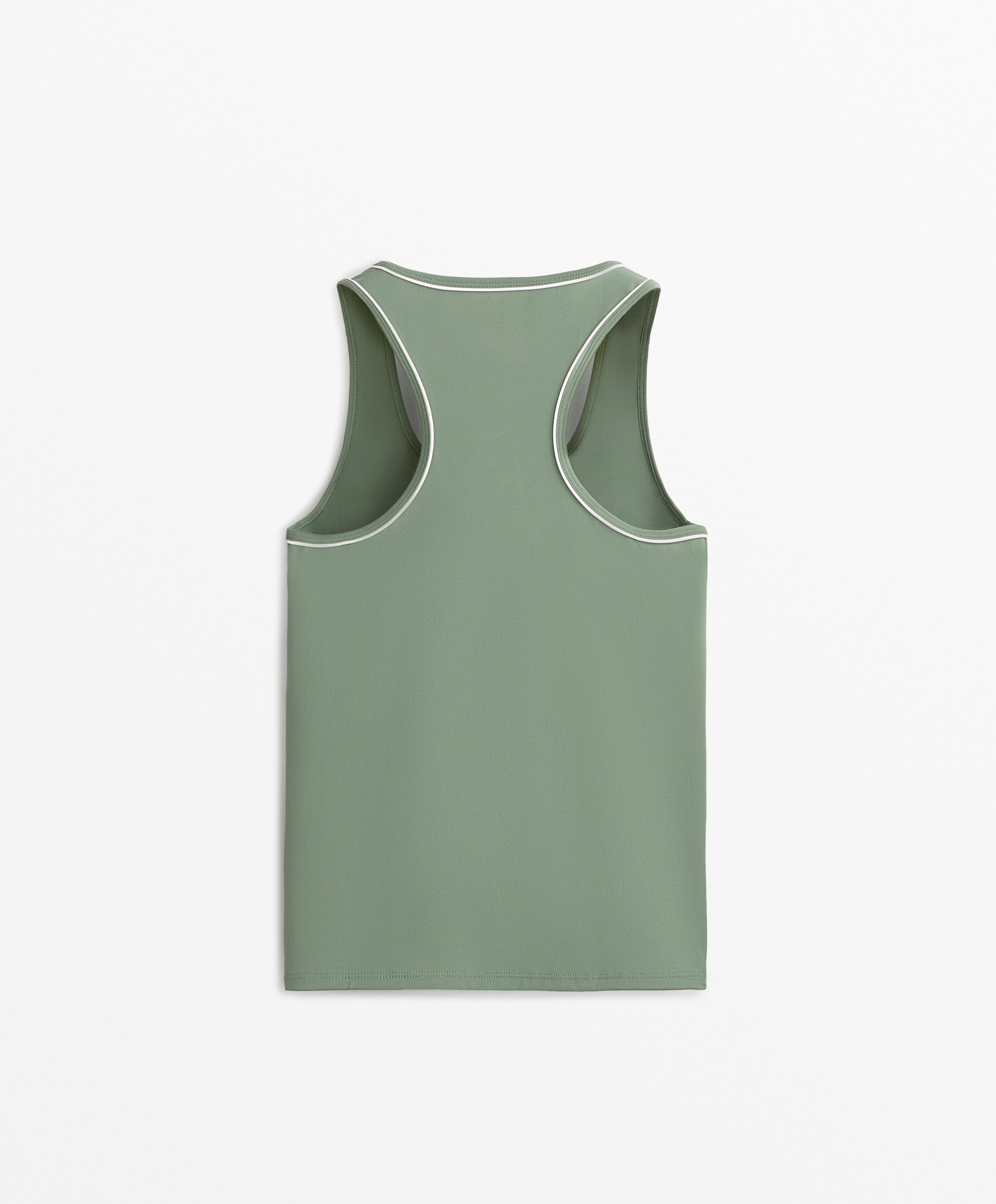 PIPING DETAIL SLEEVELESS T SHIRT