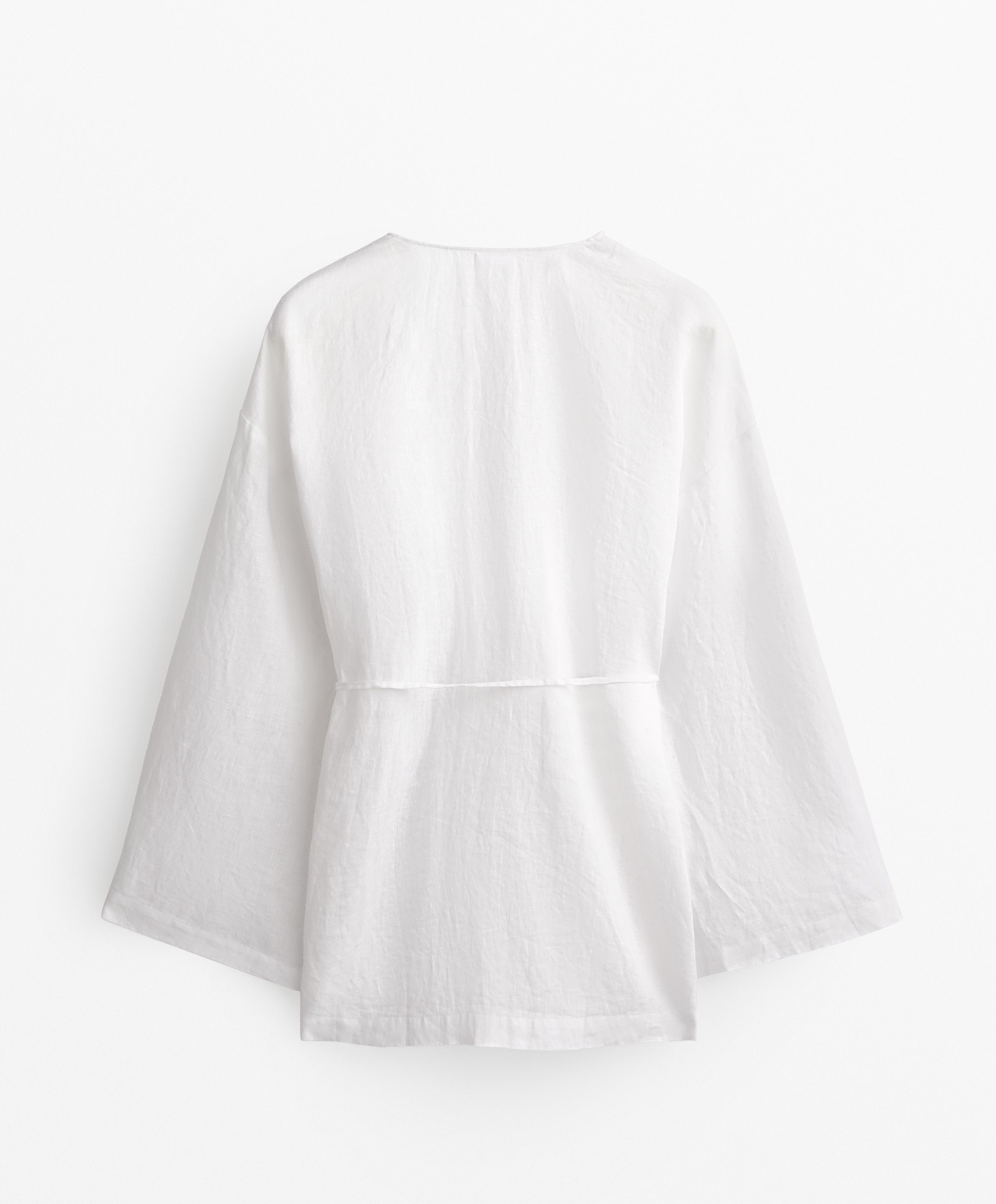 100% LINEN SIDE TIE KIMONO SHIRT