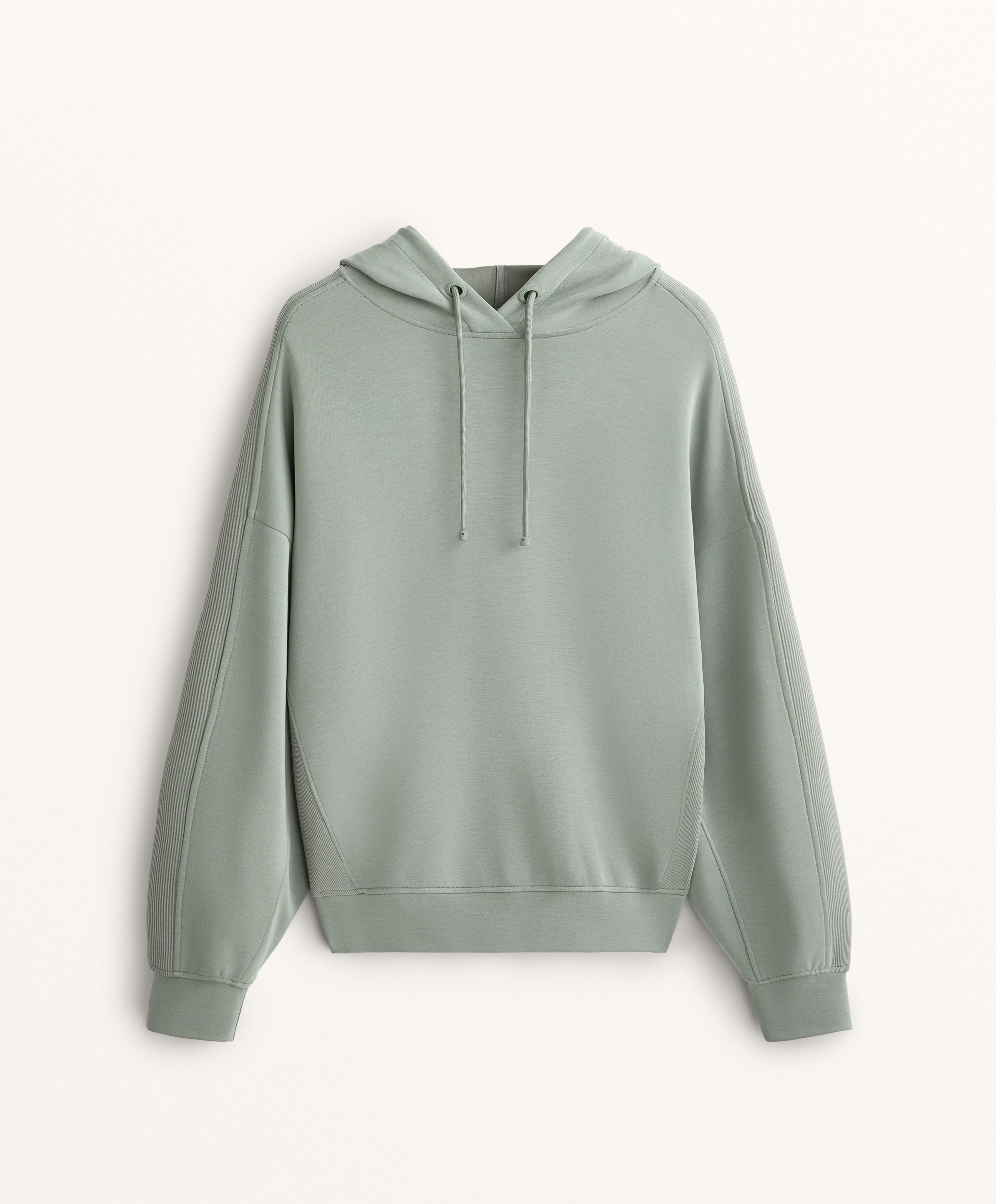 BOXY RIB DETAIL HOODIE IN SOFT MODAL