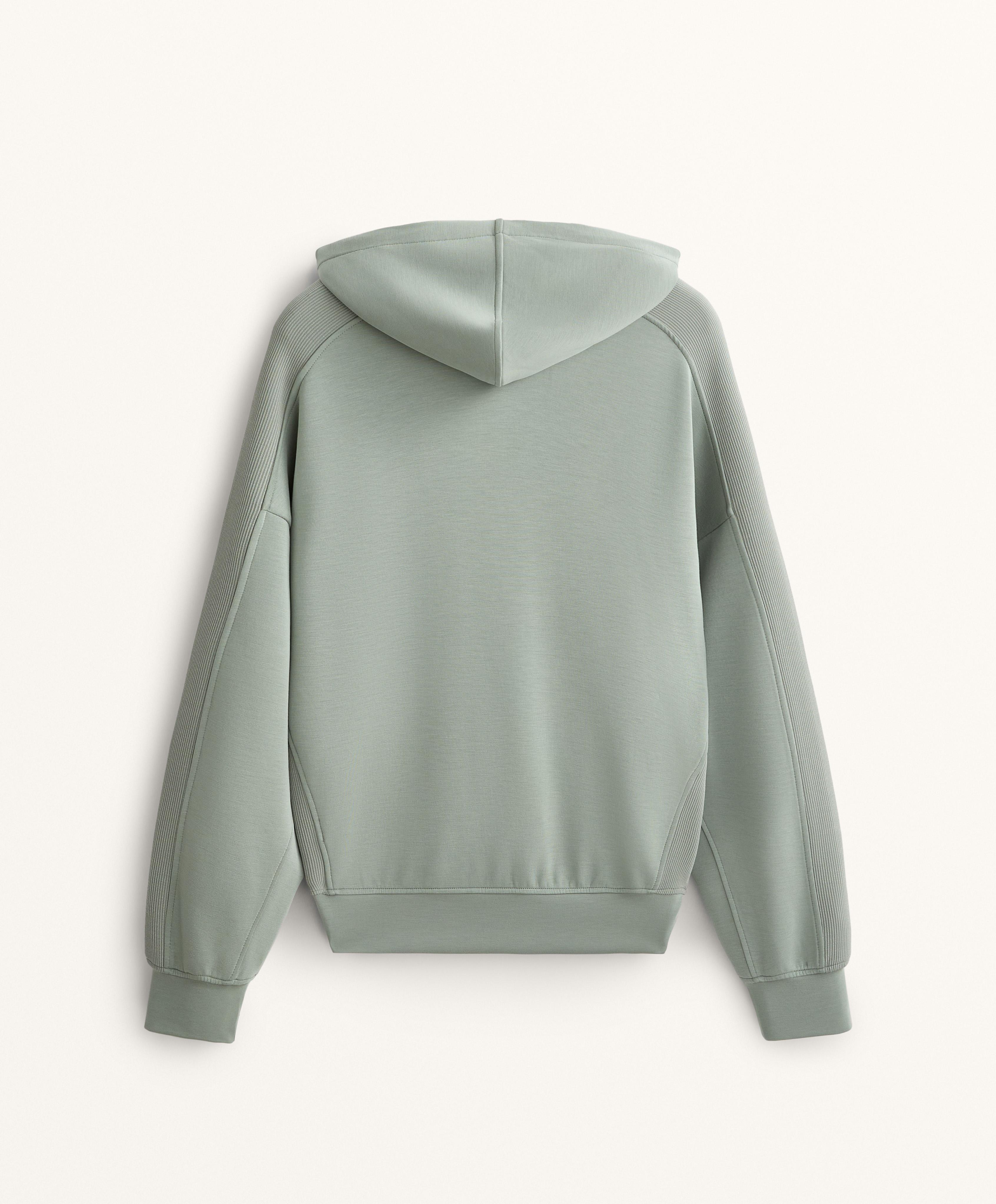 BOXY RIB DETAIL HOODIE IN SOFT MODAL
