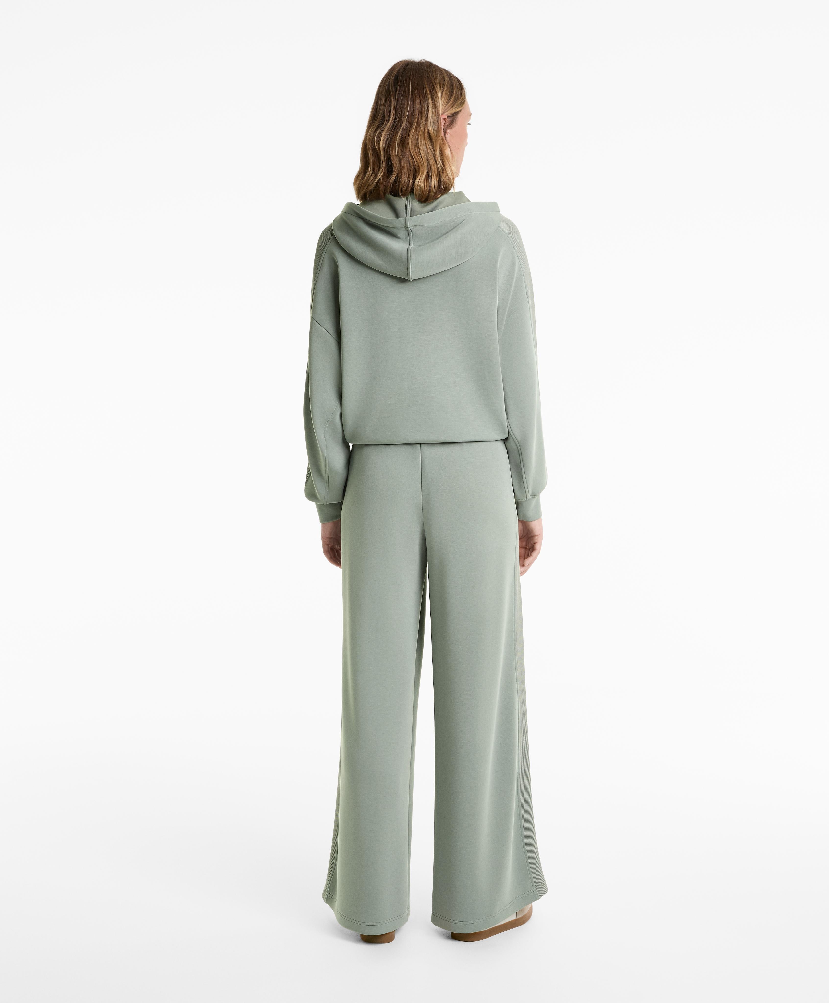 BOXY RIB DETAIL HOODIE IN SOFT MODAL