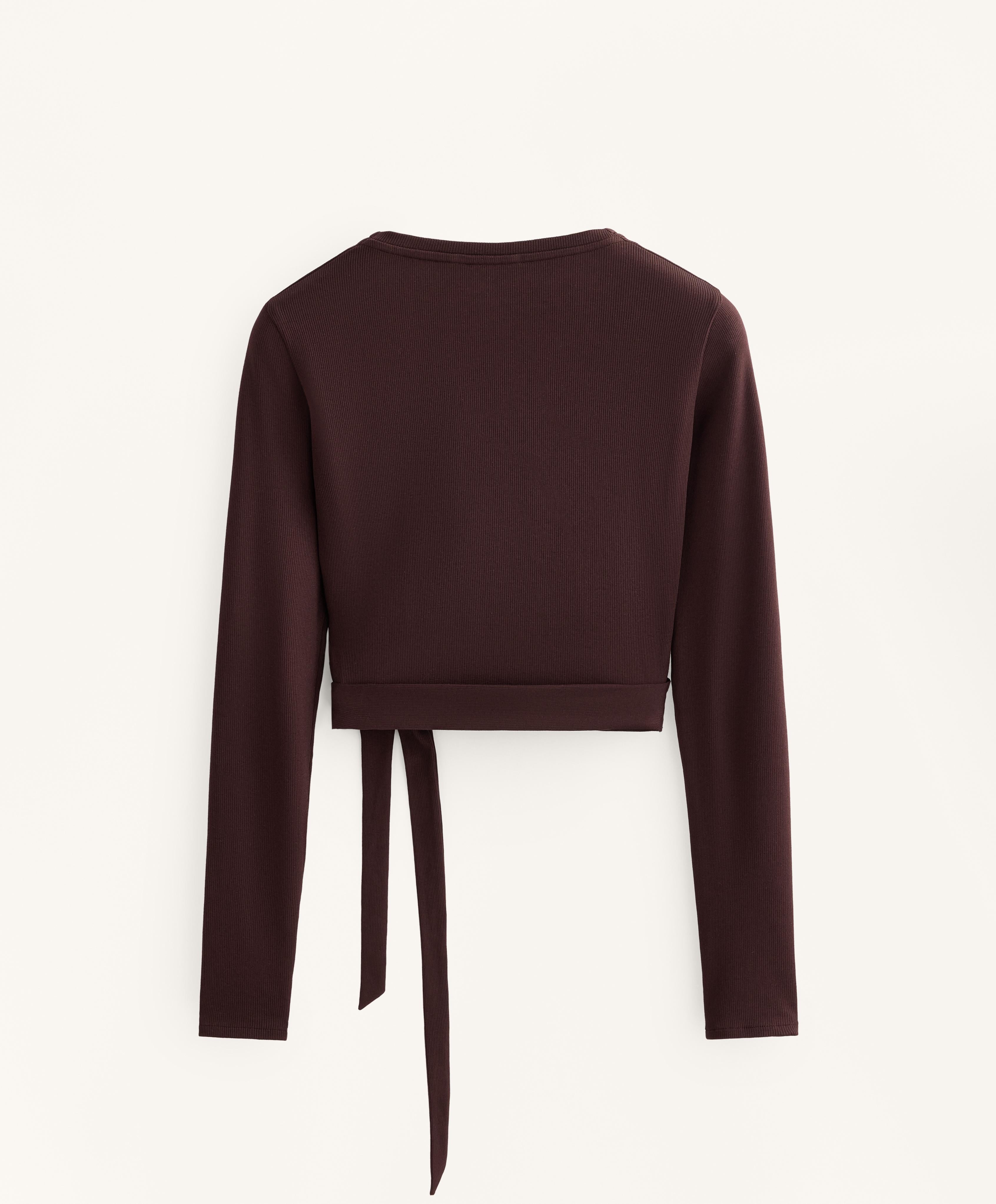 WRAP OVER RIB COTTON BLEND T SHIRT