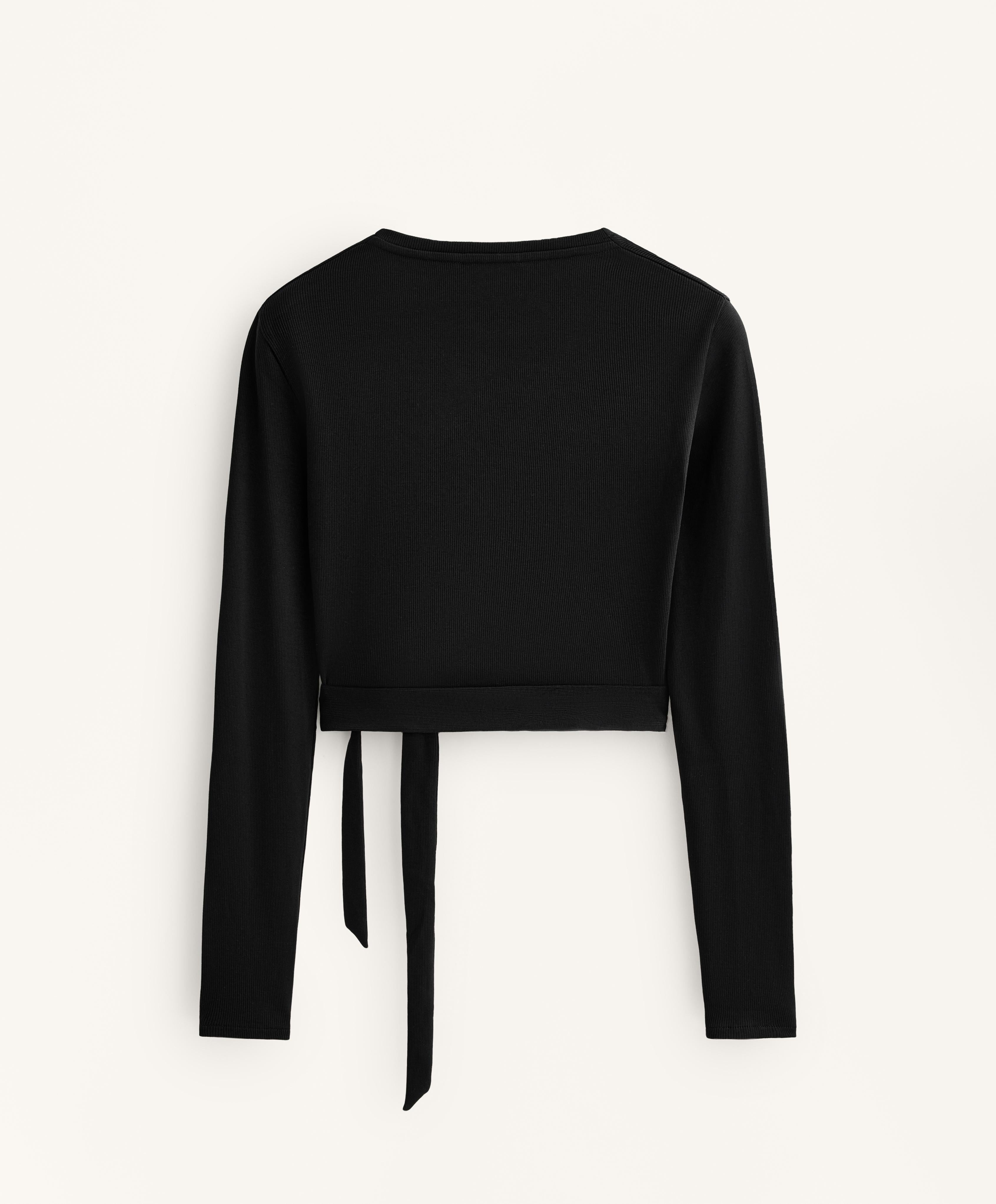 WRAP OVER RIB COTTON BLEND T SHIRT