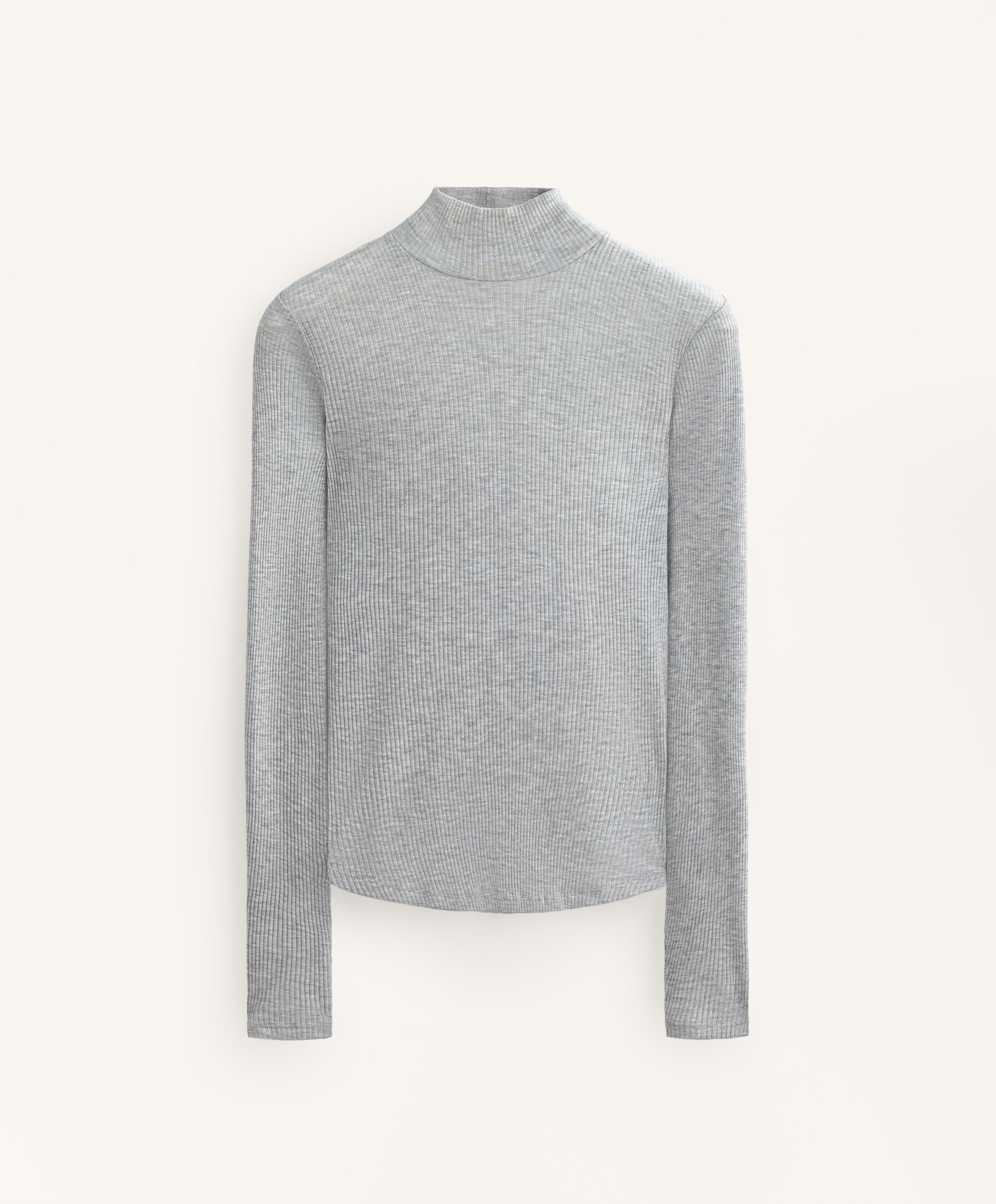 HIGH NECK RIB T SHIRT WITH LYOCELL