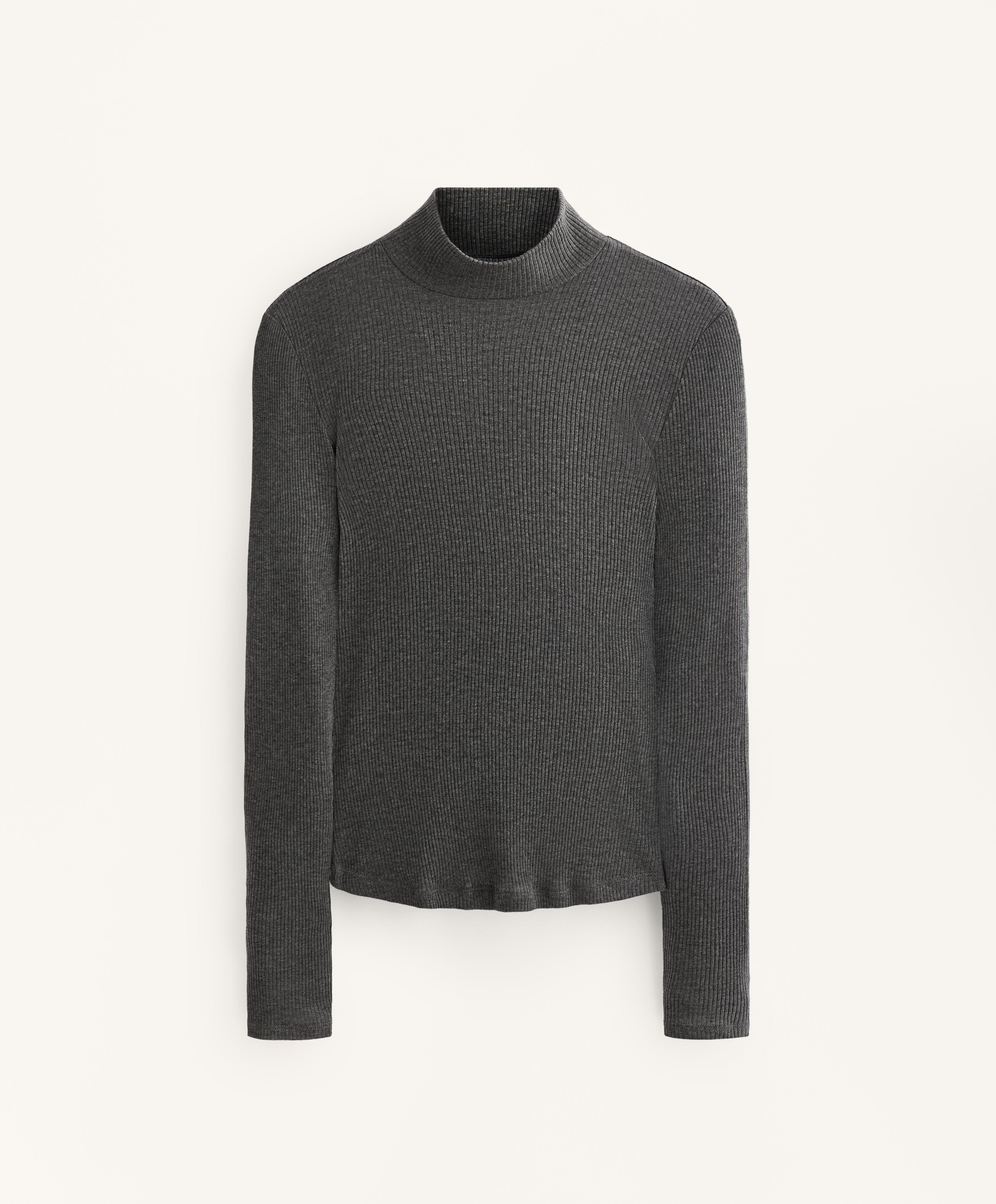 HIGH NECK RIB T SHIRT WITH LYOCELL