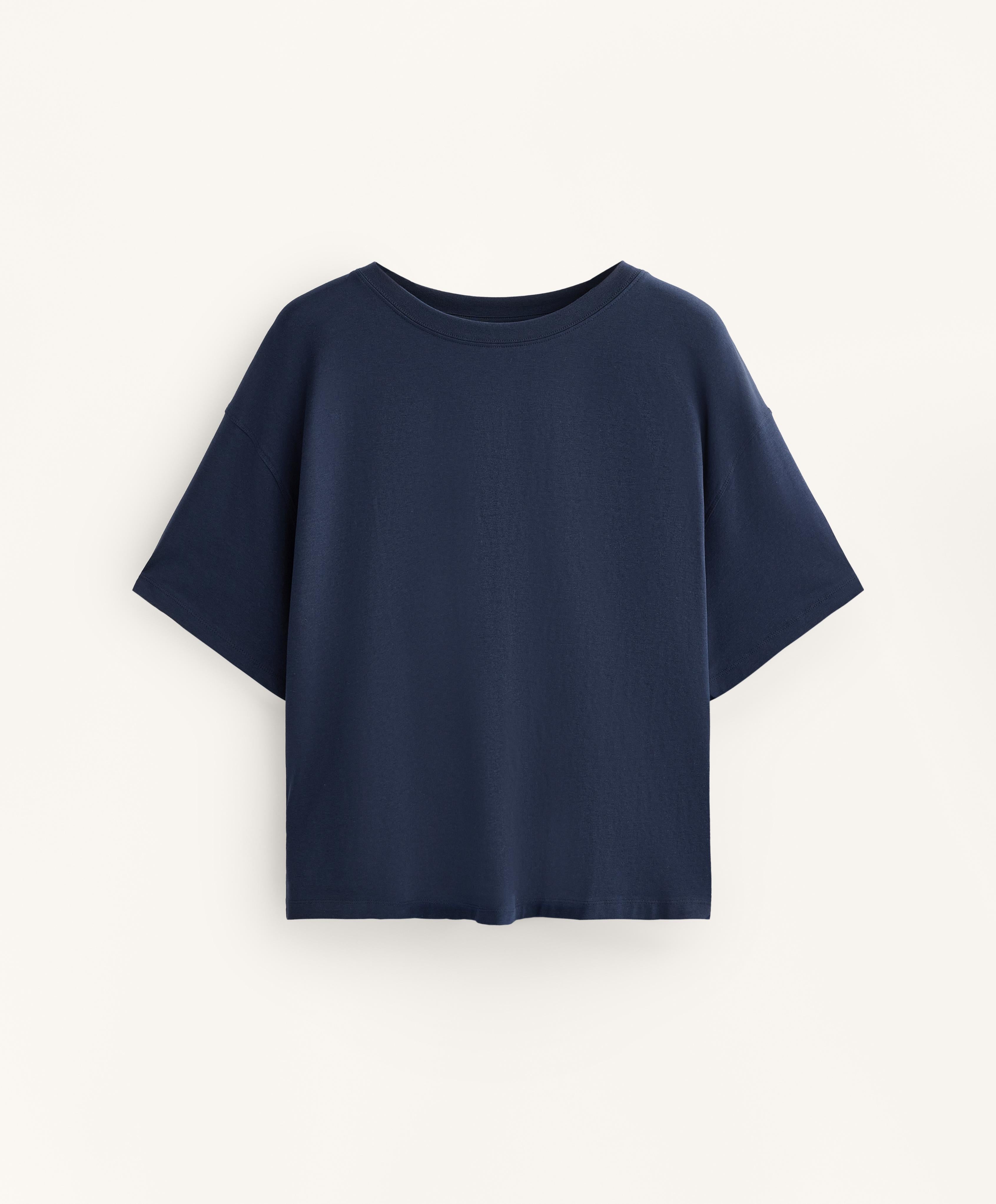 BOXY SHORT SLEEVE COTTON BLEND T SHIRT