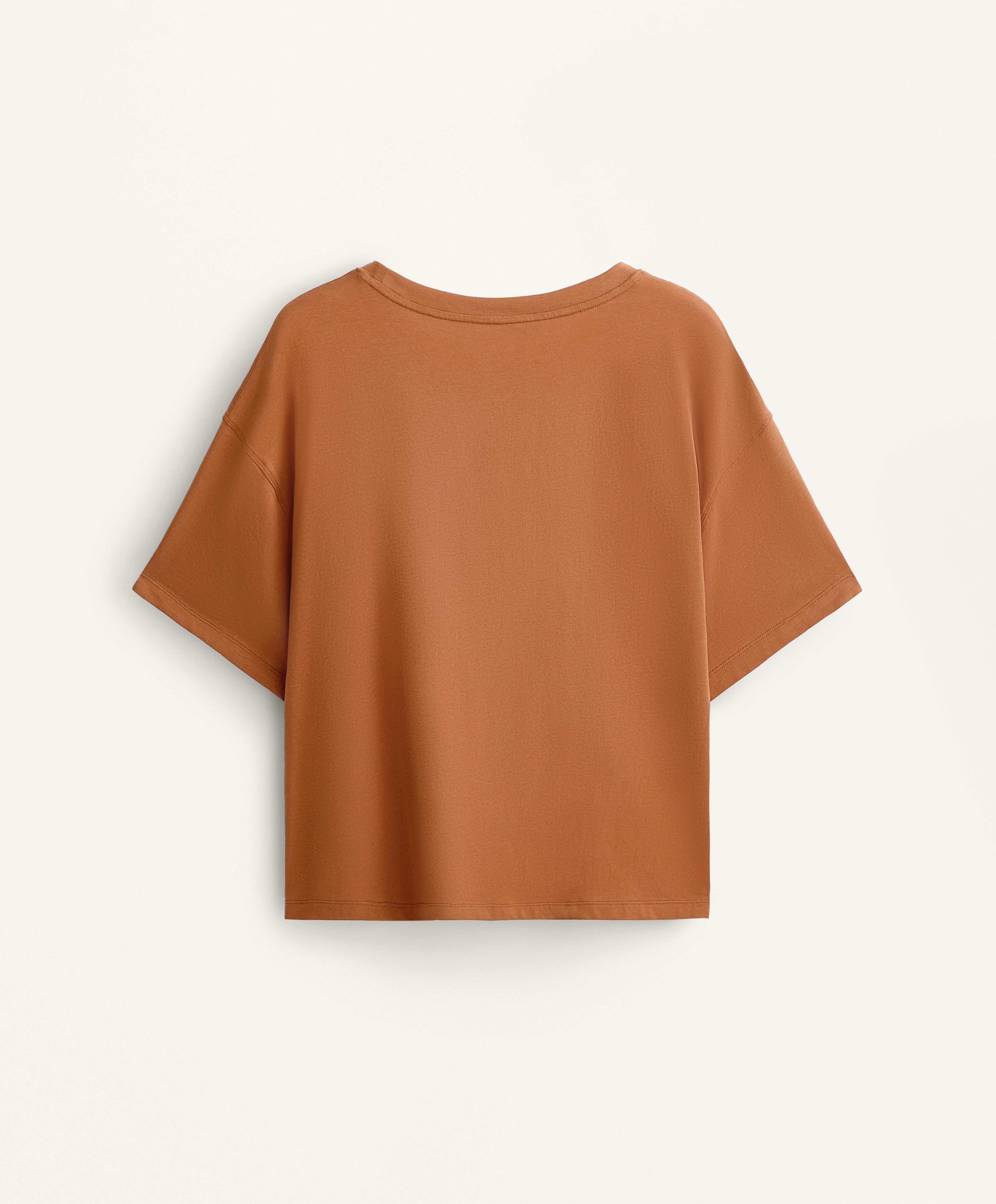 BOXY SHORT SLEEVE COTTON BLEND T SHIRT