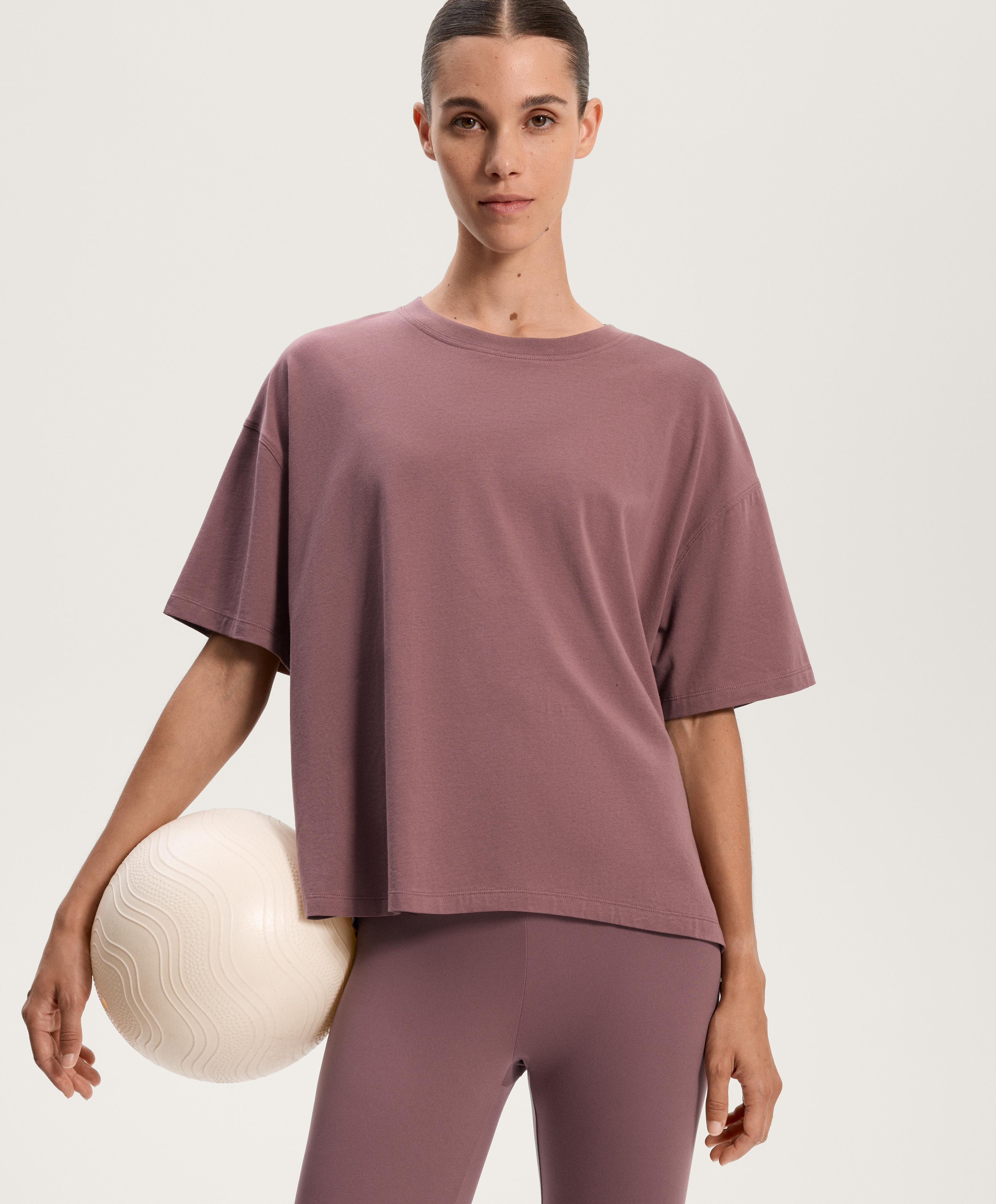 BOXY SHORT SLEEVE COTTON BLEND T SHIRT