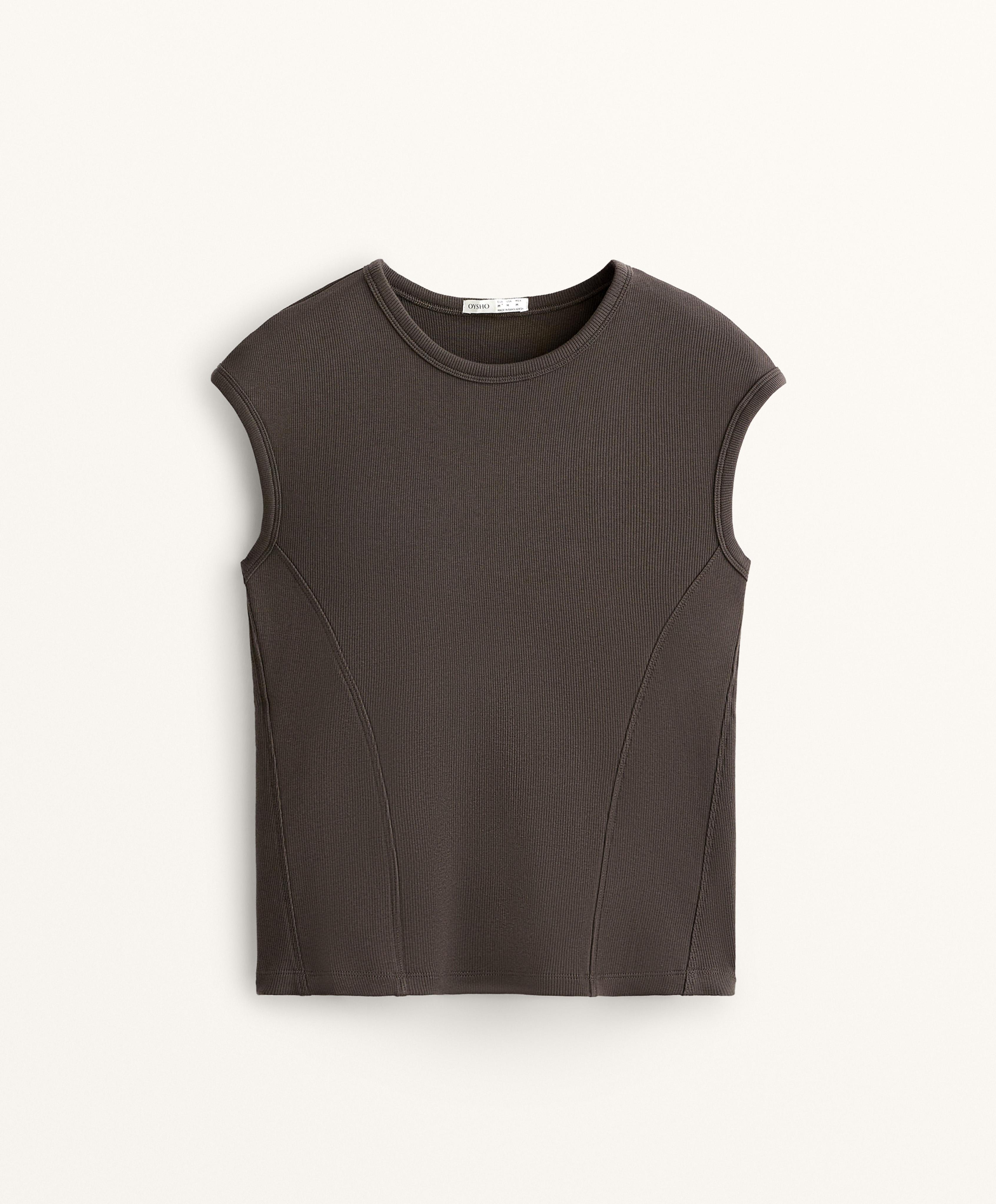SHORT SLEEVE RIB T SHIRT WITH COTTON AND MODAL