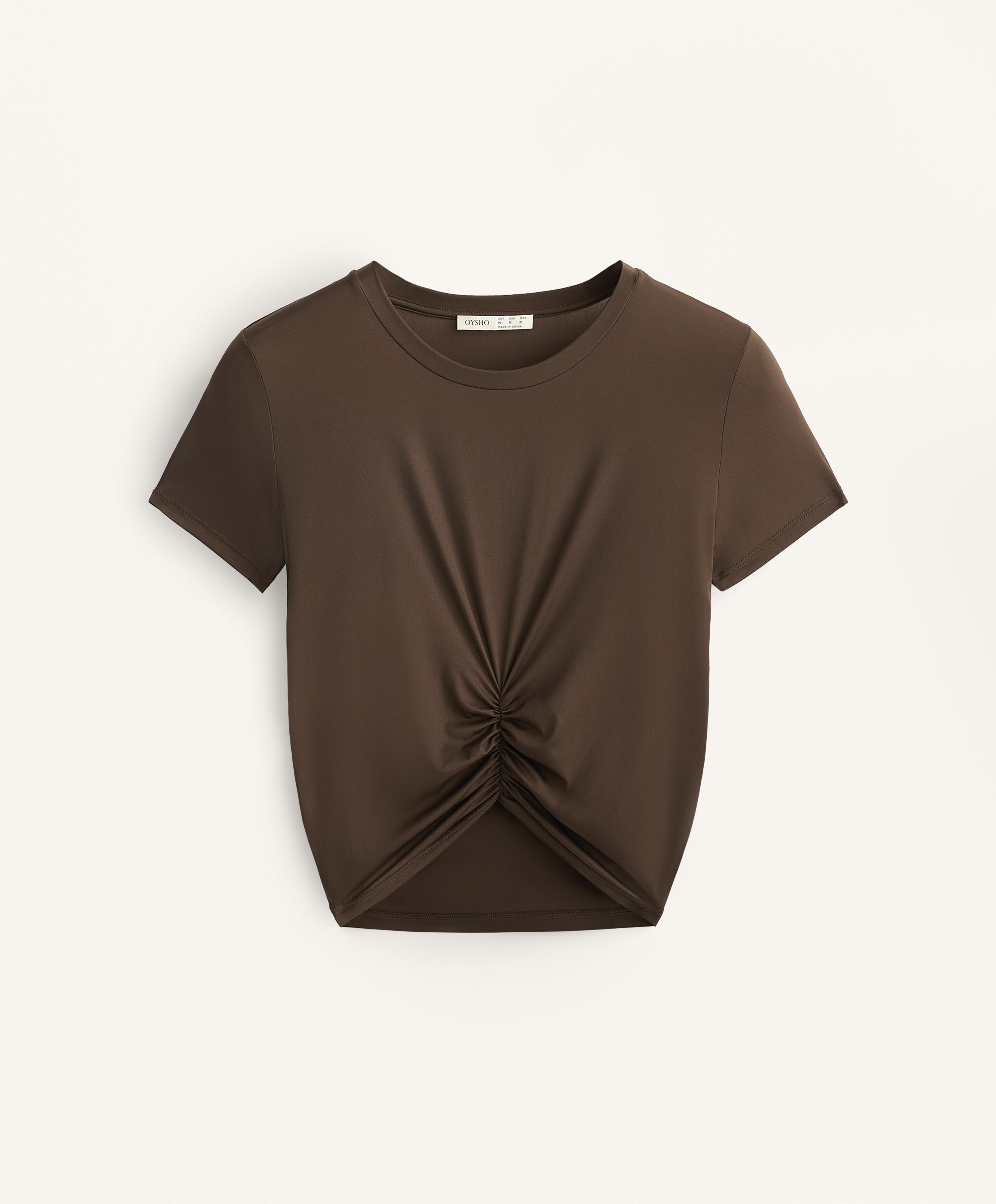 GATHERED CROP SHORT SLEEVE T SHIRT