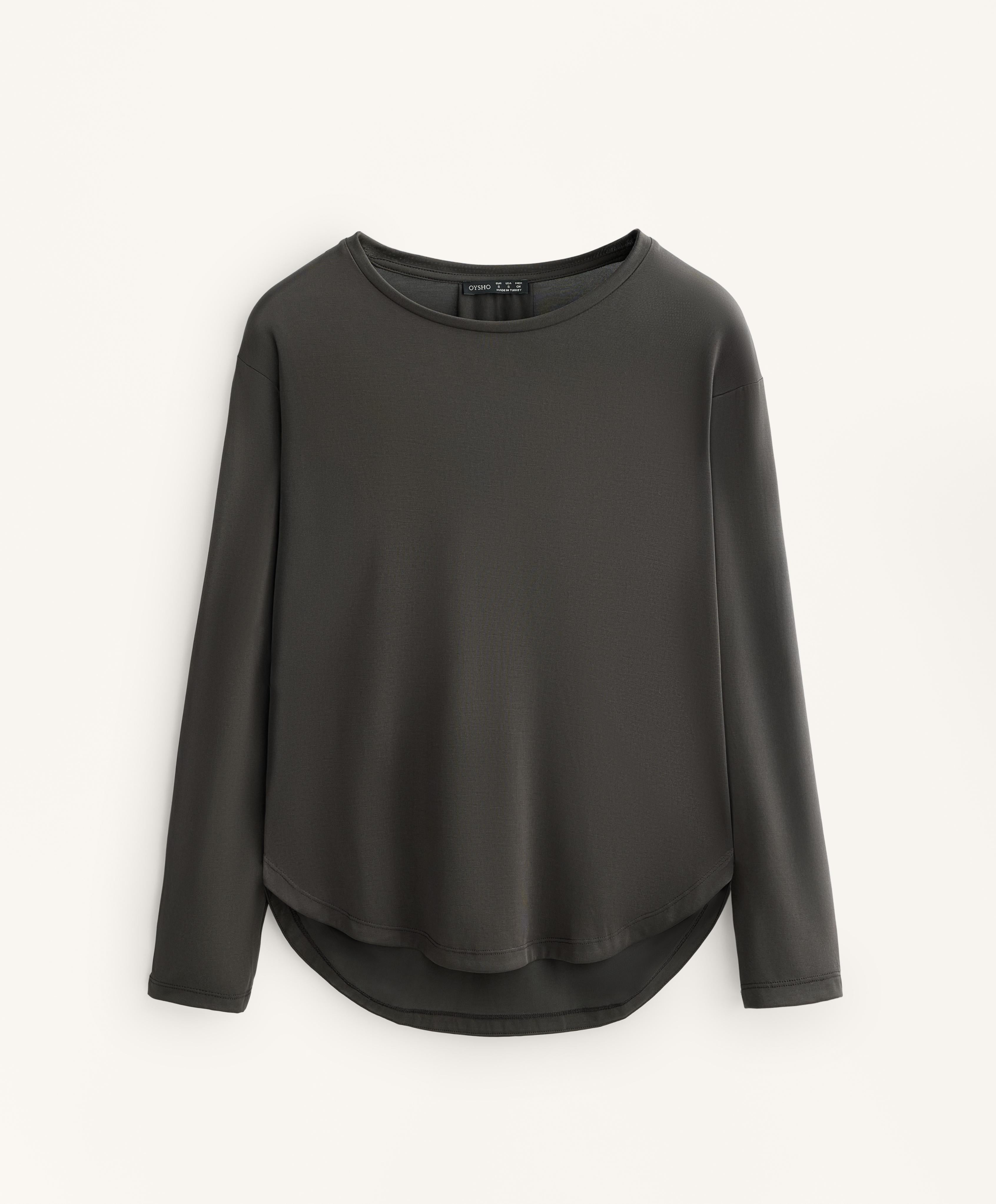 LONG SLEEVE T SHIRT WITH BACK PLEAT IN A MODAL BLEND