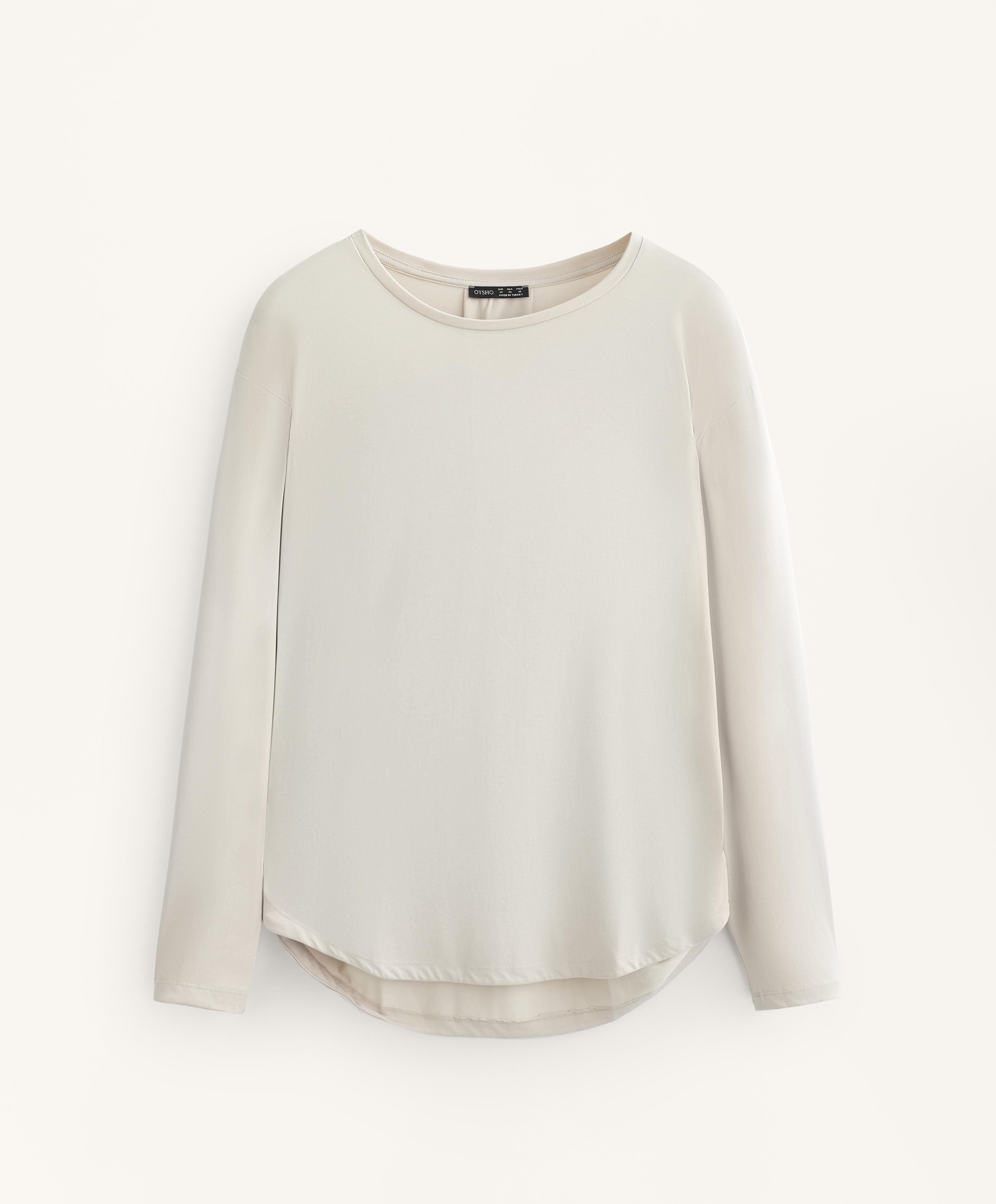 LONG SLEEVE T SHIRT WITH BACK PLEAT IN A MODAL BLEND
