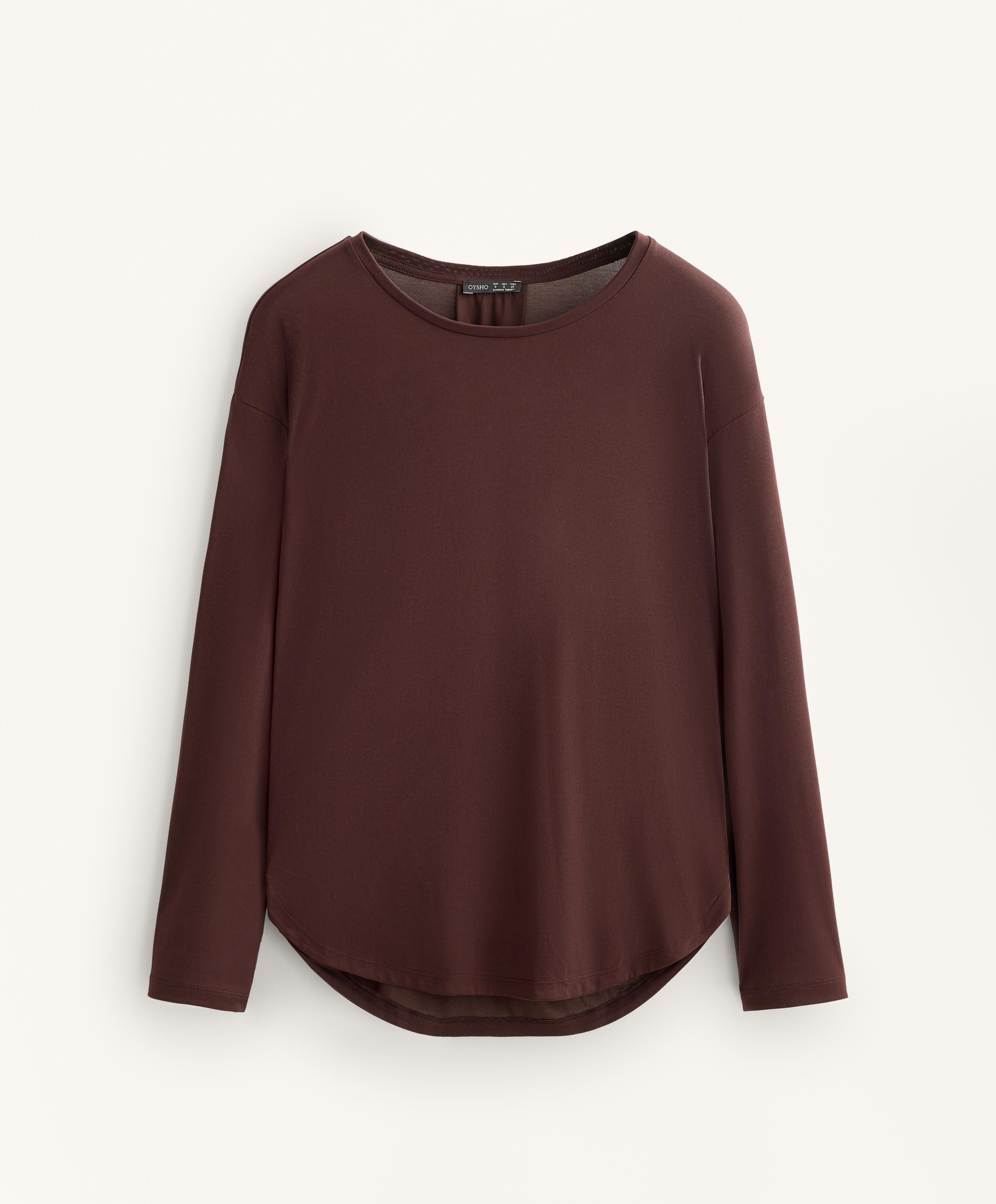 LONG SLEEVE T SHIRT WITH BACK PLEAT IN A MODAL BLEND