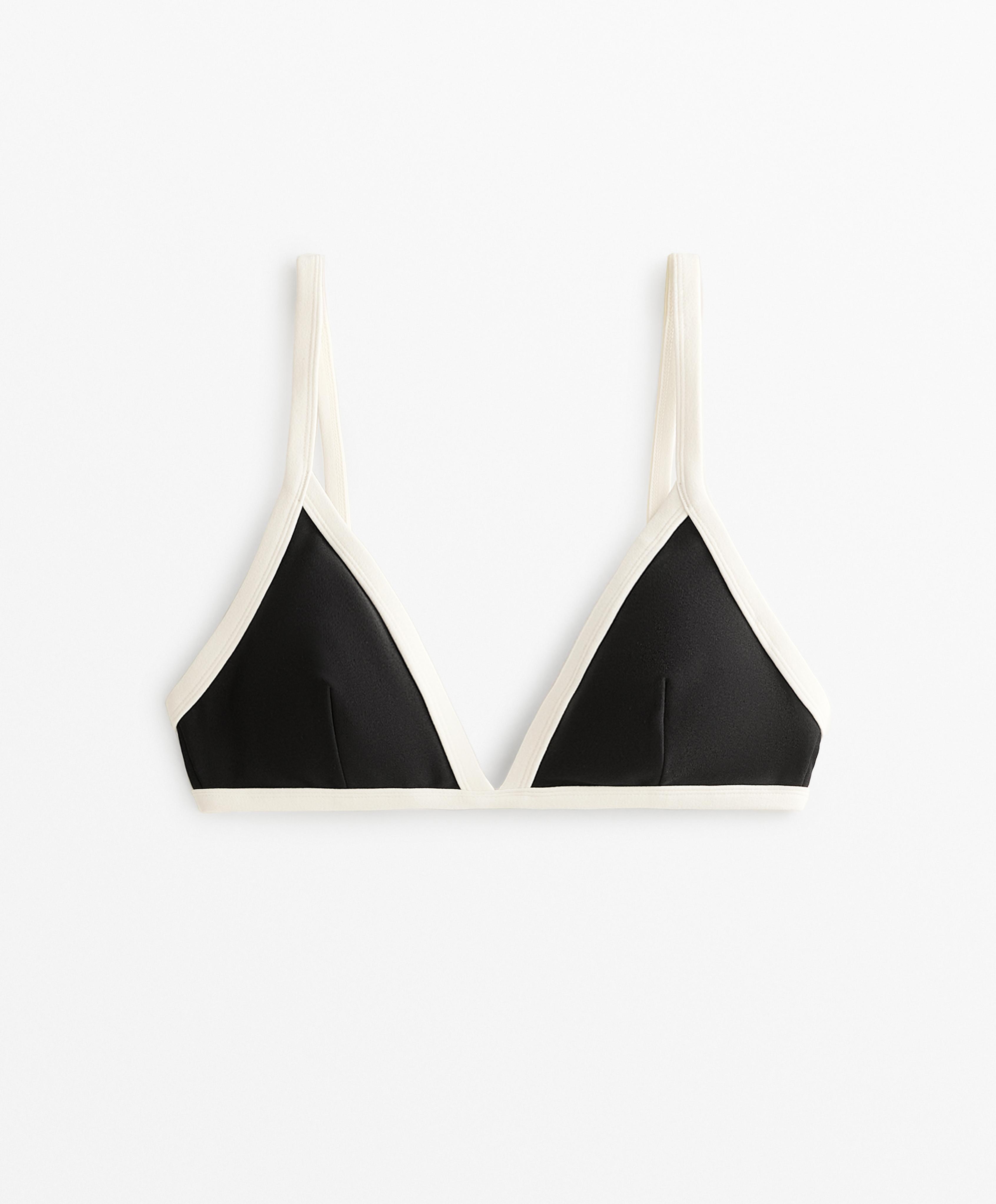 CONTRAST TRIM TRIANGLE BIKINI TOP