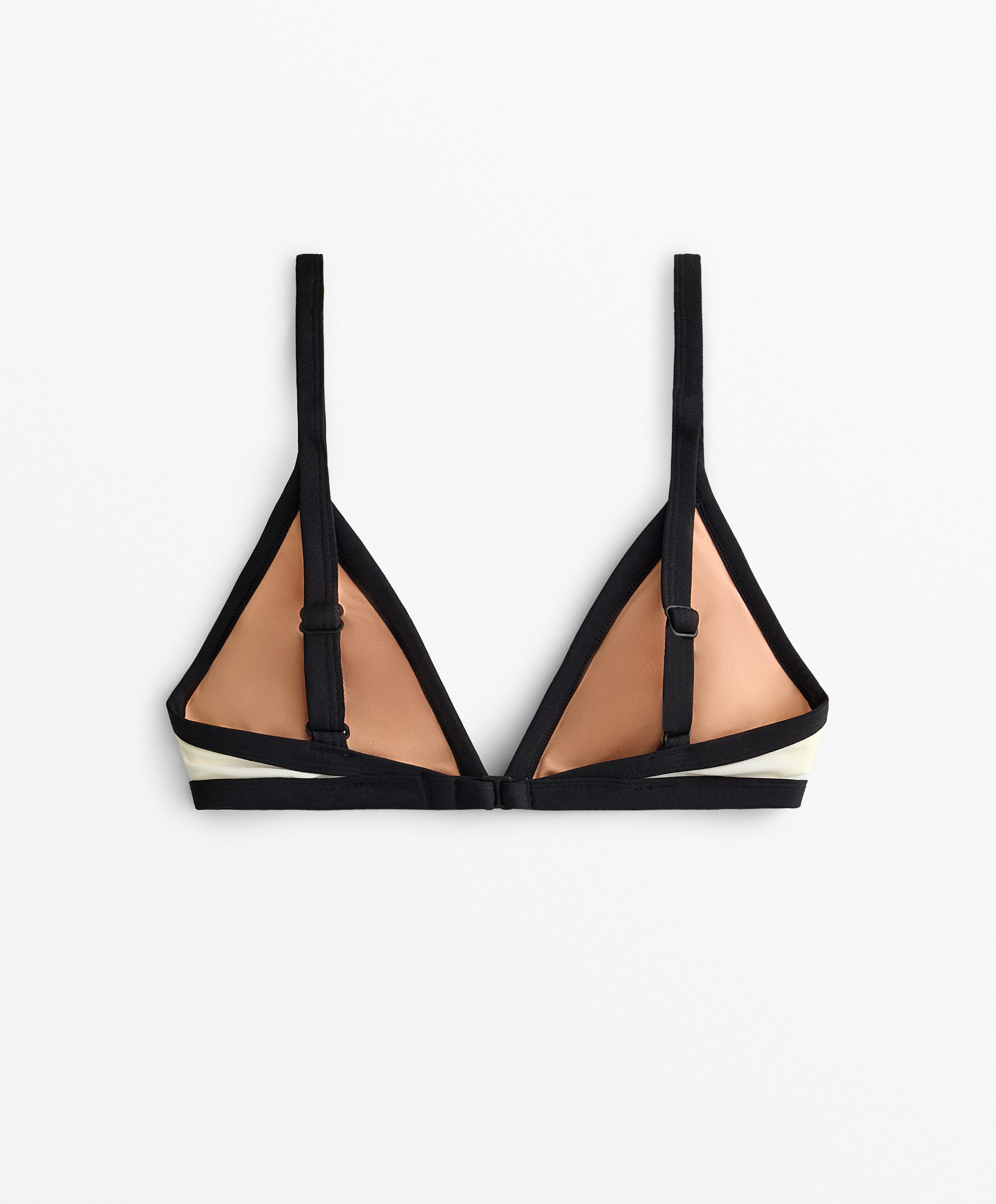 CONTRAST TRIM TRIANGLE BIKINI TOP