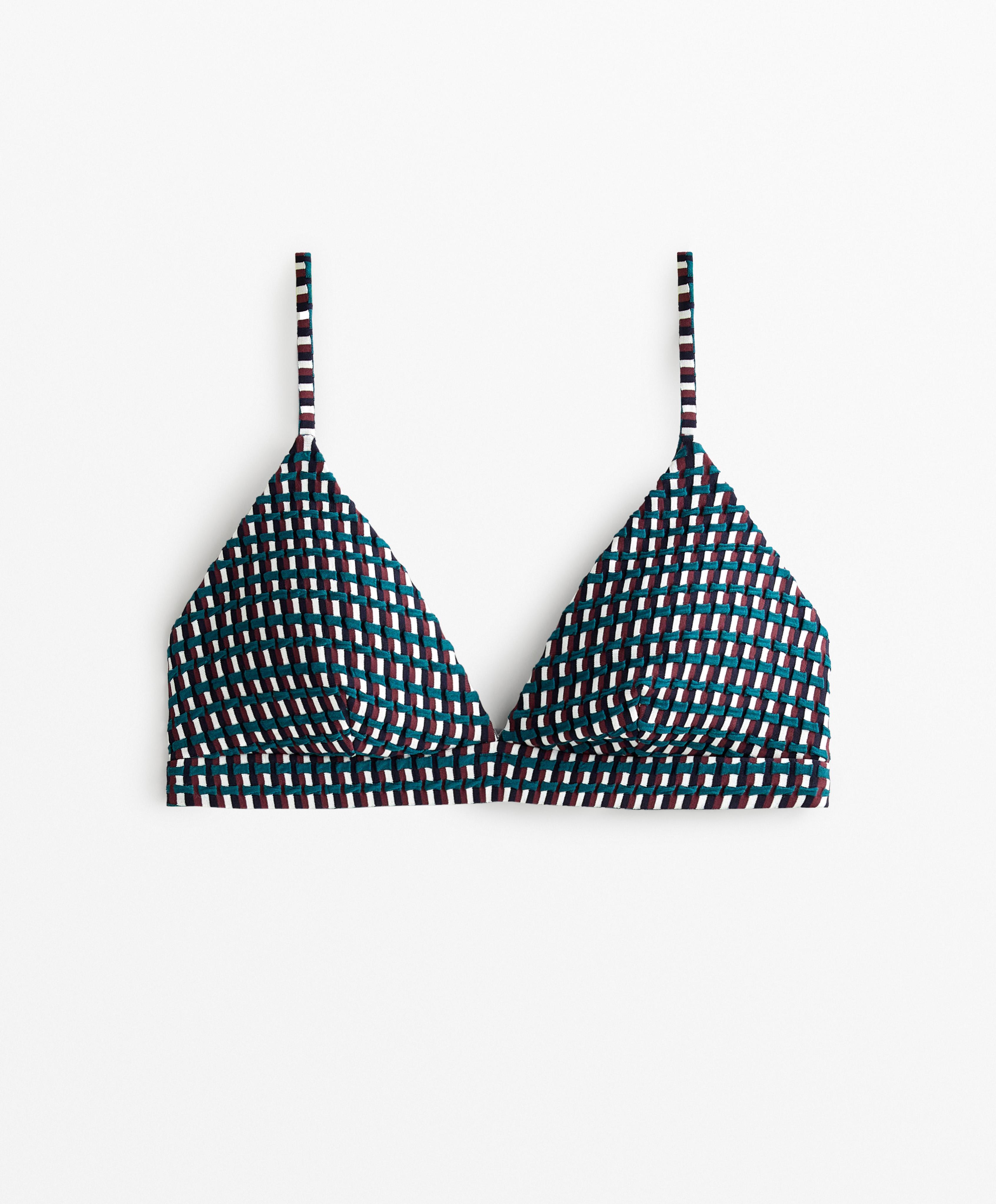 THREE COLOUR JACQUARD TRIANGLE BIKINI TOP