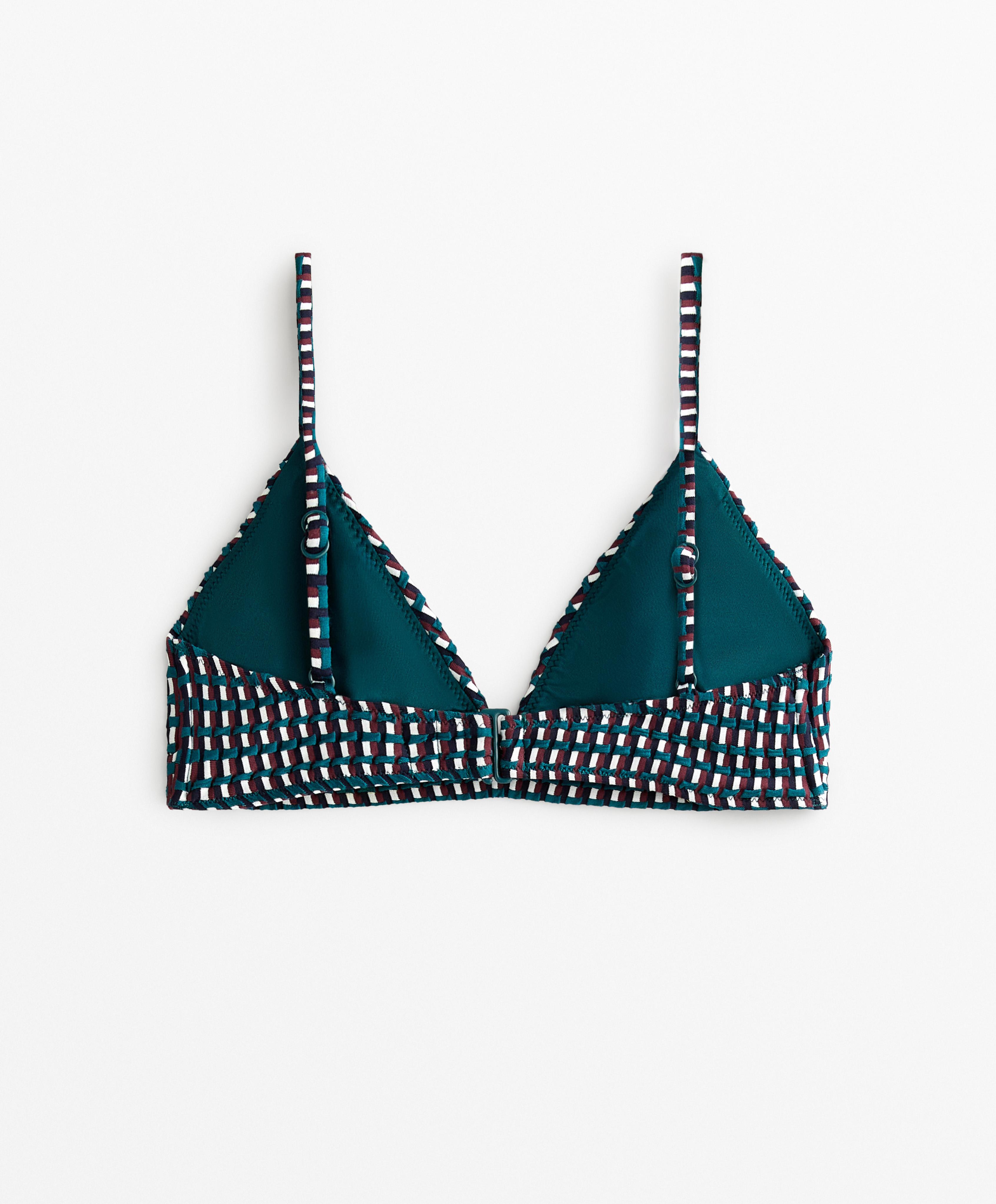 THREE COLOUR JACQUARD TRIANGLE BIKINI TOP