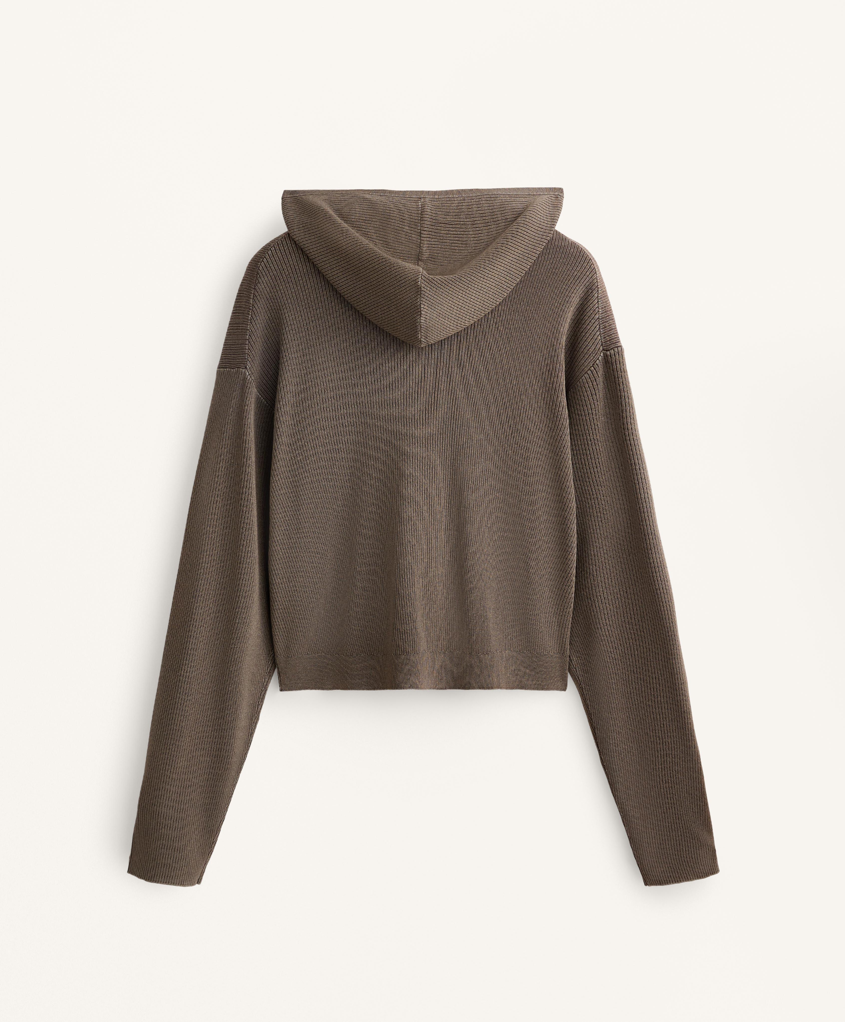 HOODED RIB KNIT JACKET
