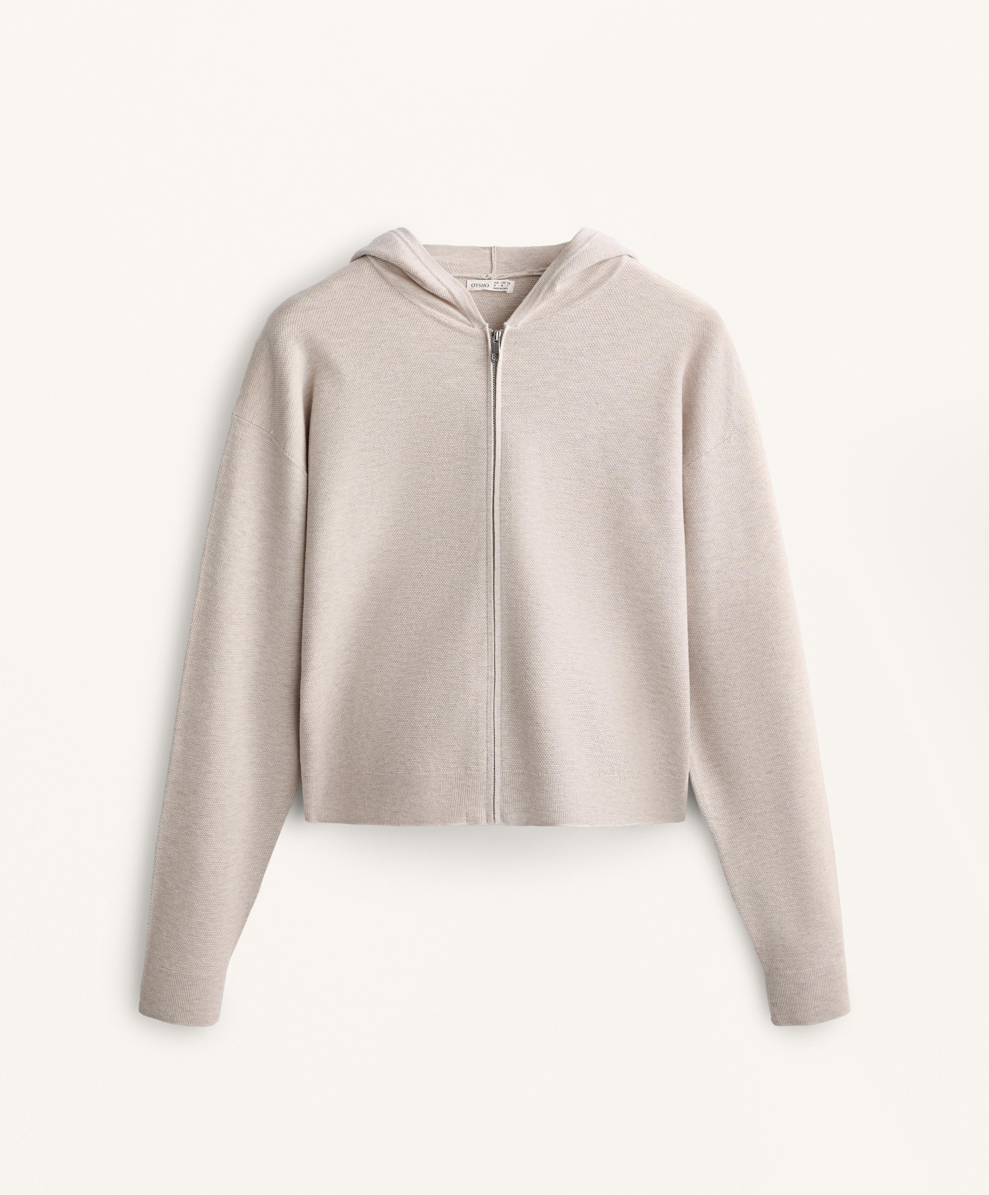 HOODED PIQUE KNIT JACKET