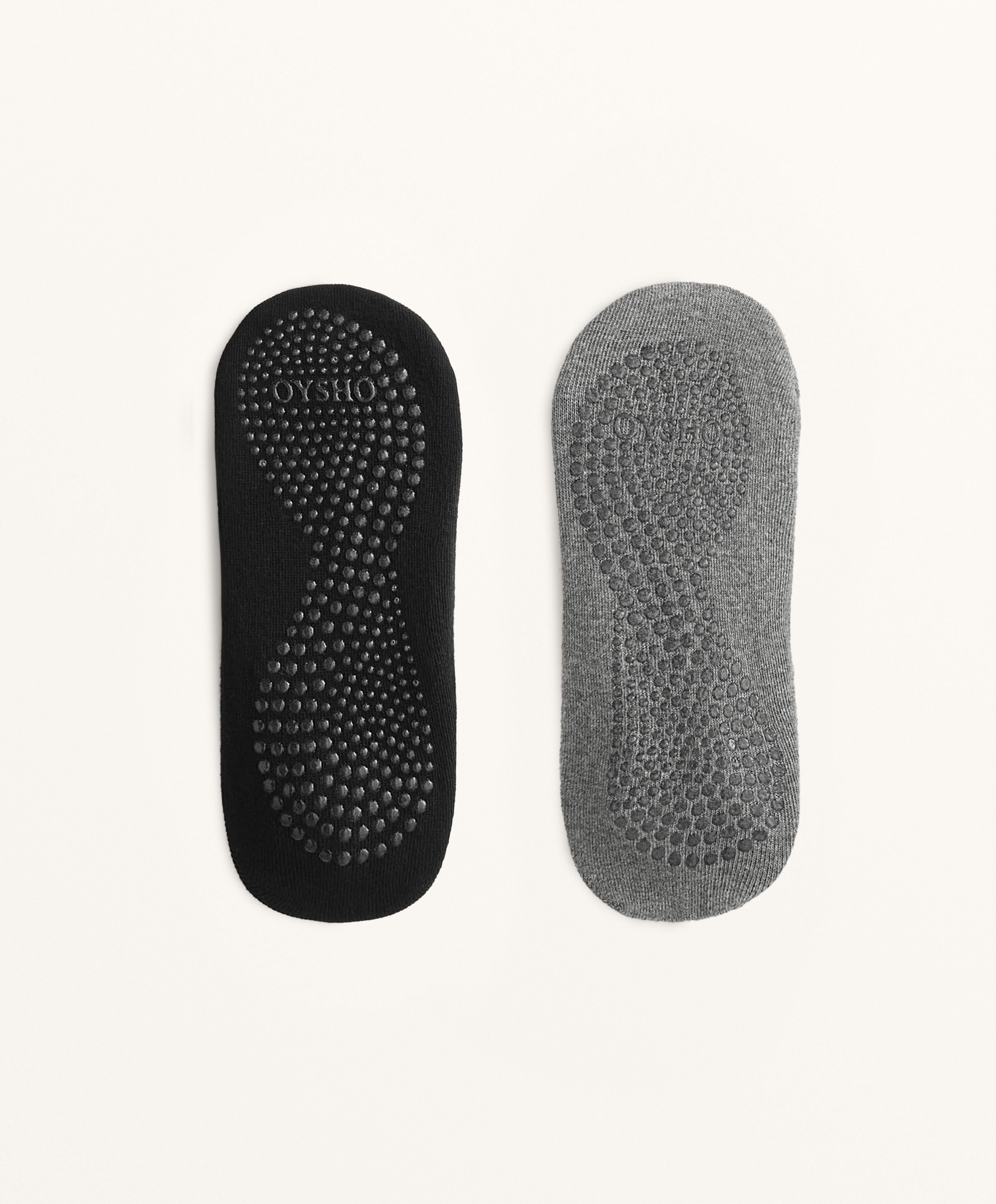 2 PAIRS OF COTTON BLEND YOGA AND PILATES SOCKS WITH CROSSOVER STRAPS