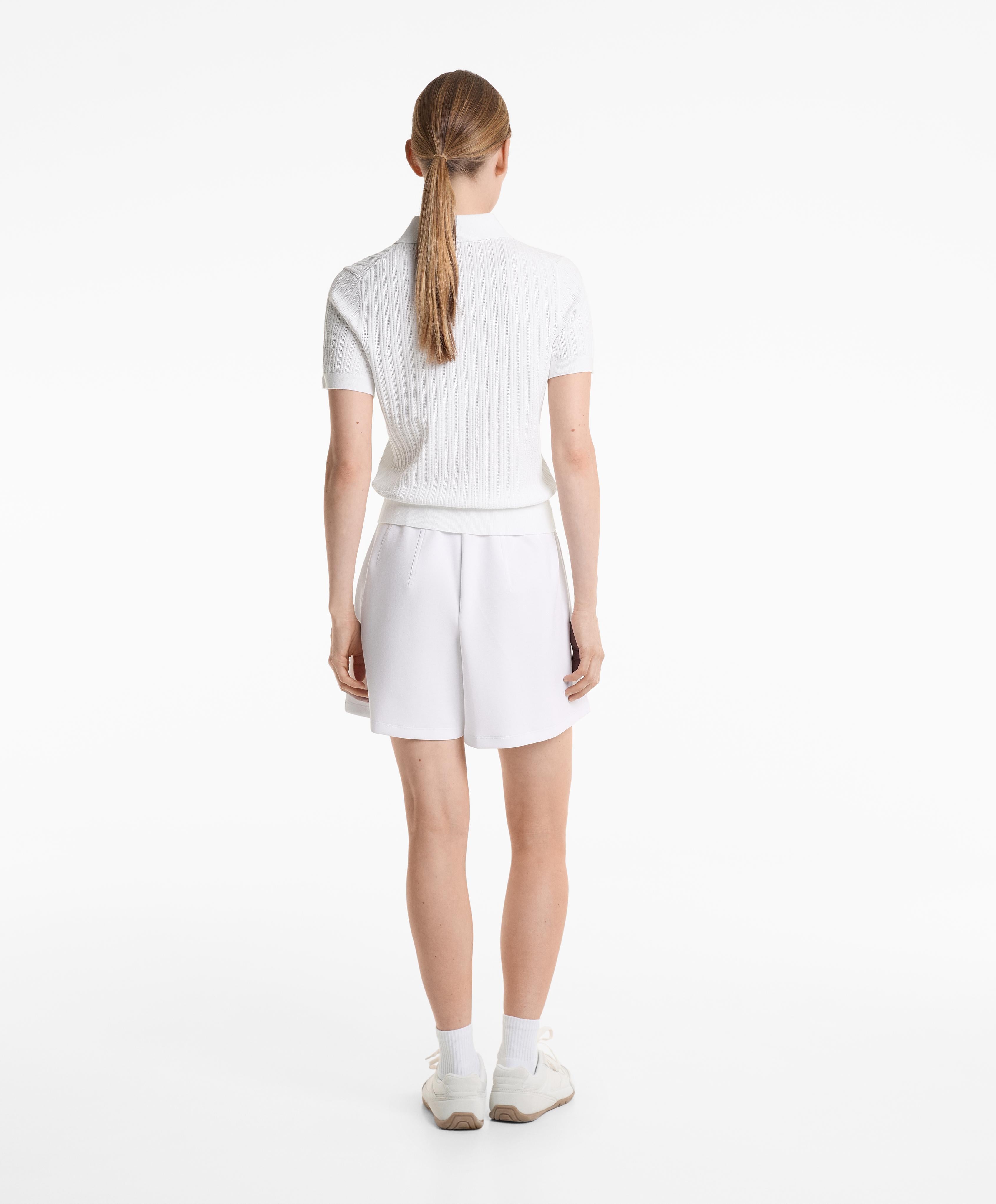 COTTON BLEND PIQUE BERMUDA SHORTS WITH BUCKLE