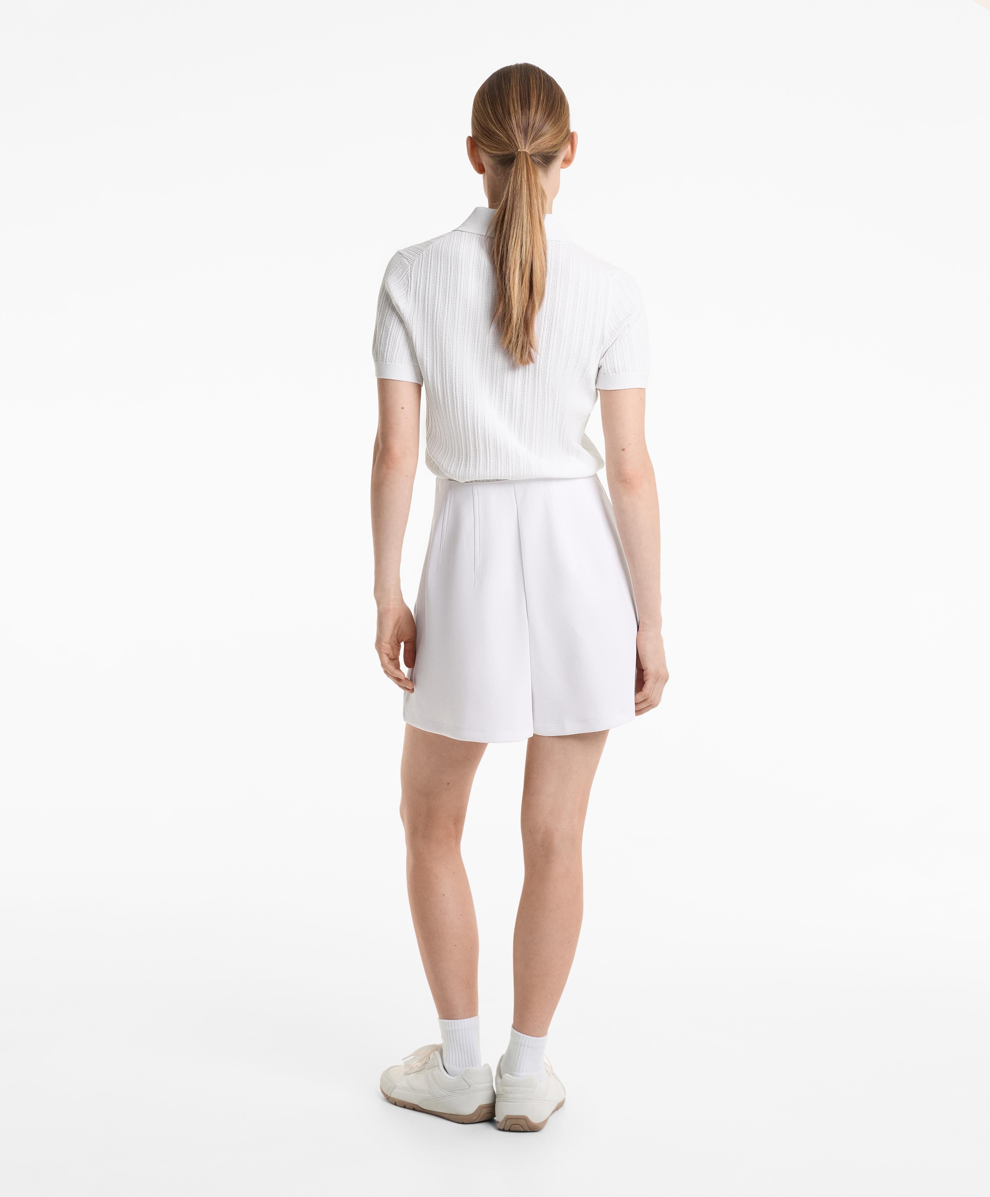 COTTON BLEND PIQUE BERMUDA SHORTS WITH BUCKLE