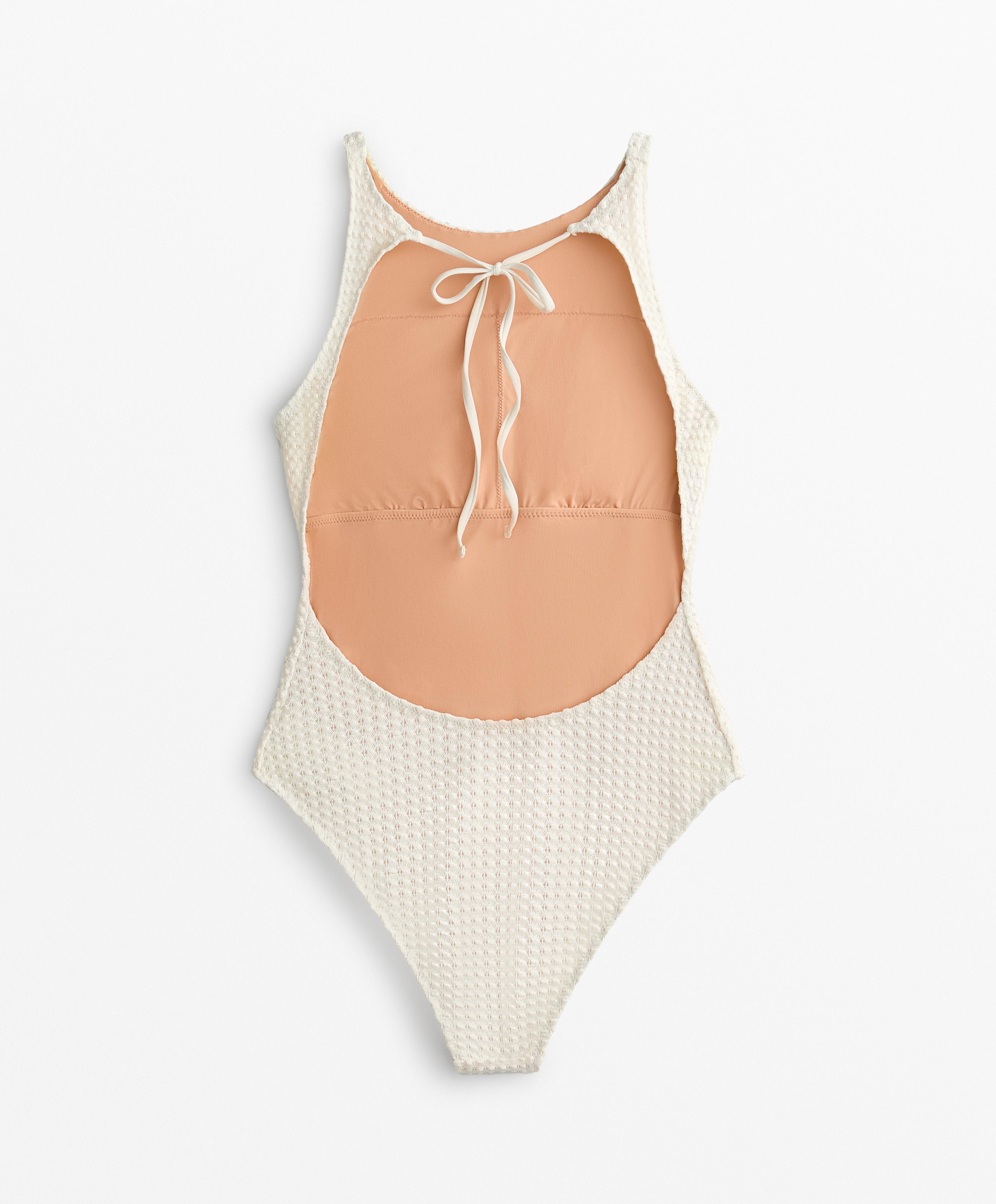 BUBBLE TEXTURE CROCHET HALTERNECK SWIMSUIT