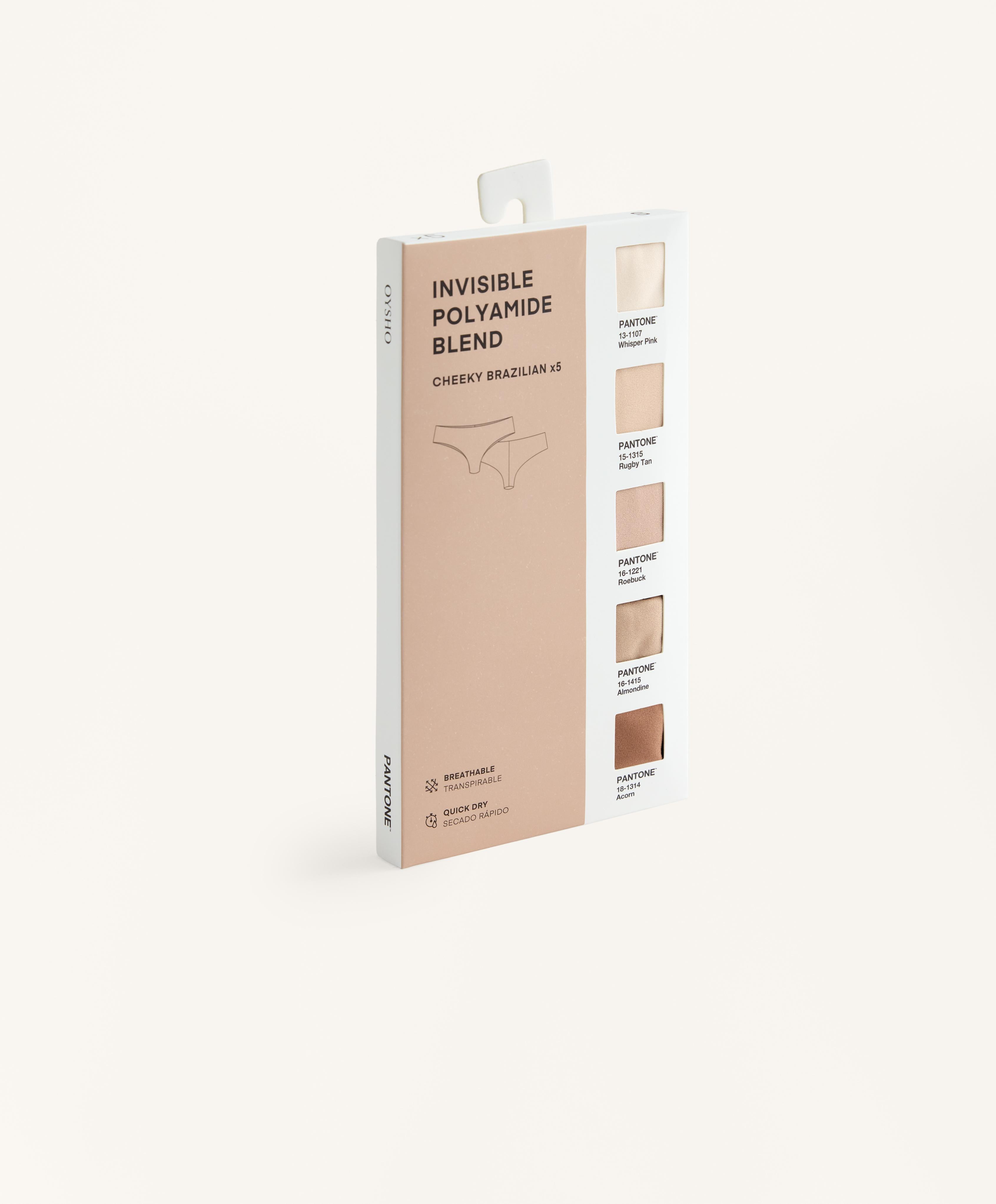 5 PANTONE POLYAMIDE BLEND INVISIBLE BRAZILIAN BRIEFS