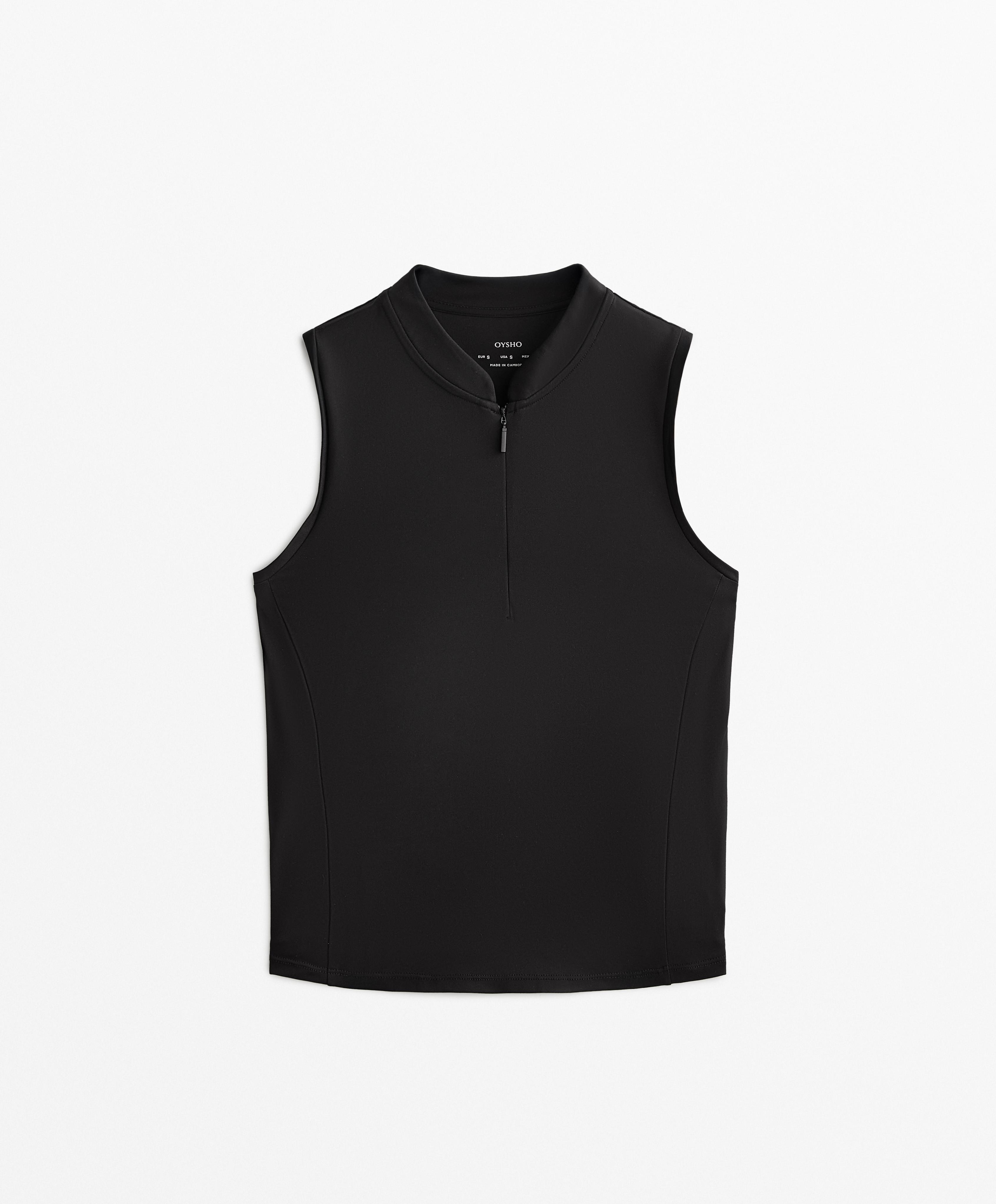SLEEVELESS ZIP T SHIRT