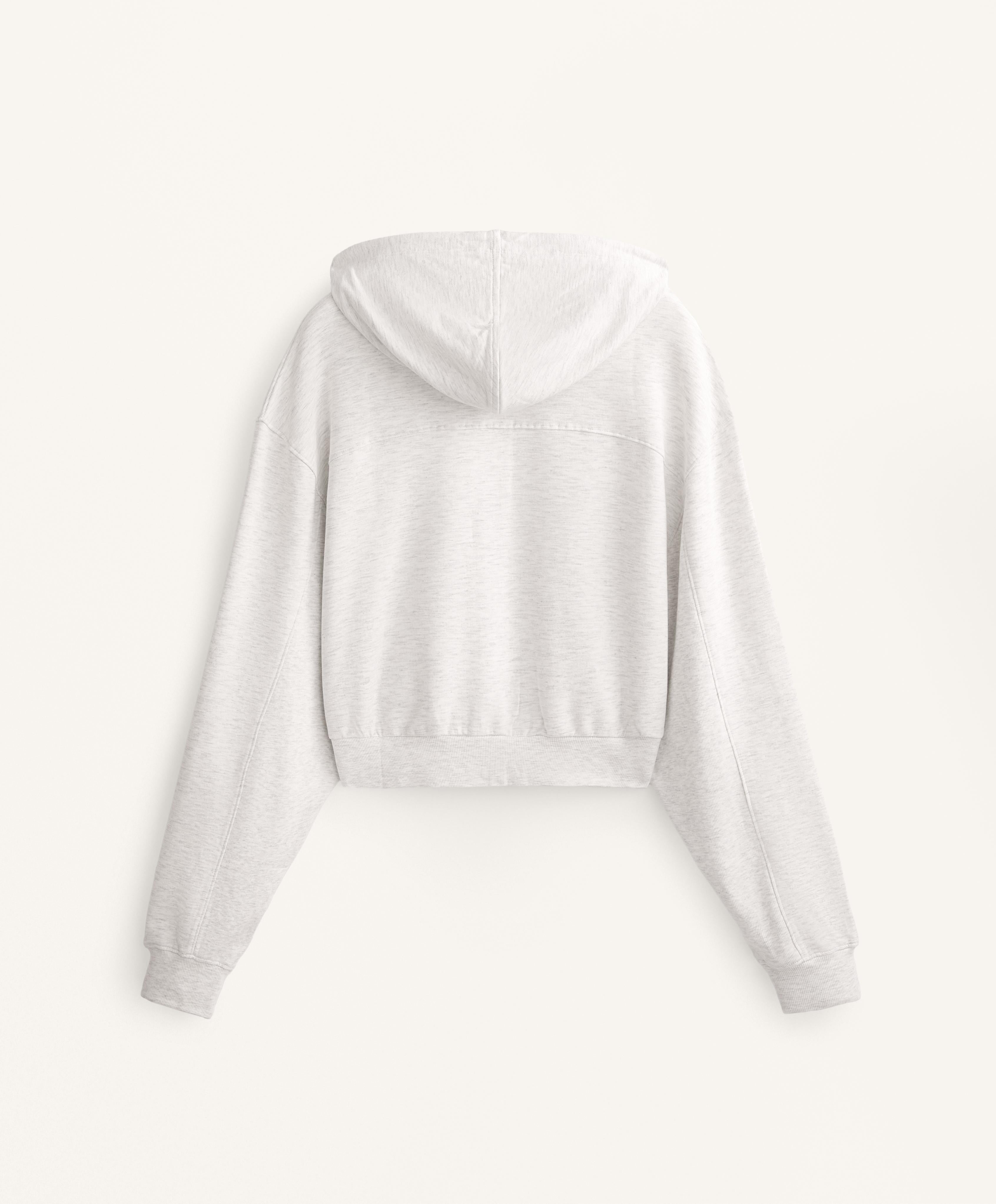 CROP HOODED JACKET WITH RIB DETAIL IN COTTON AND MODAL