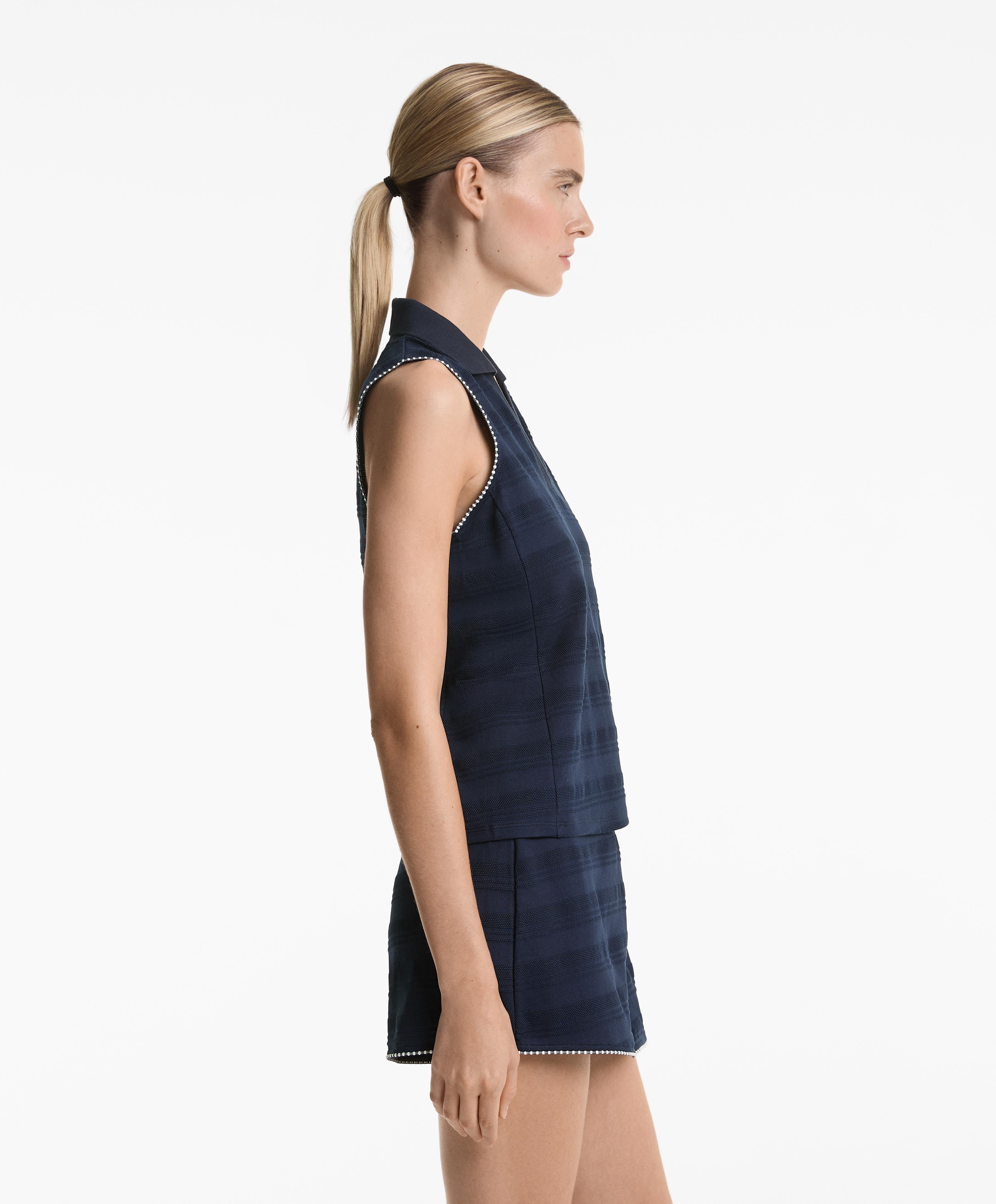 100% COTTON SLEEVELESS JACQUARD POLO SHIRT