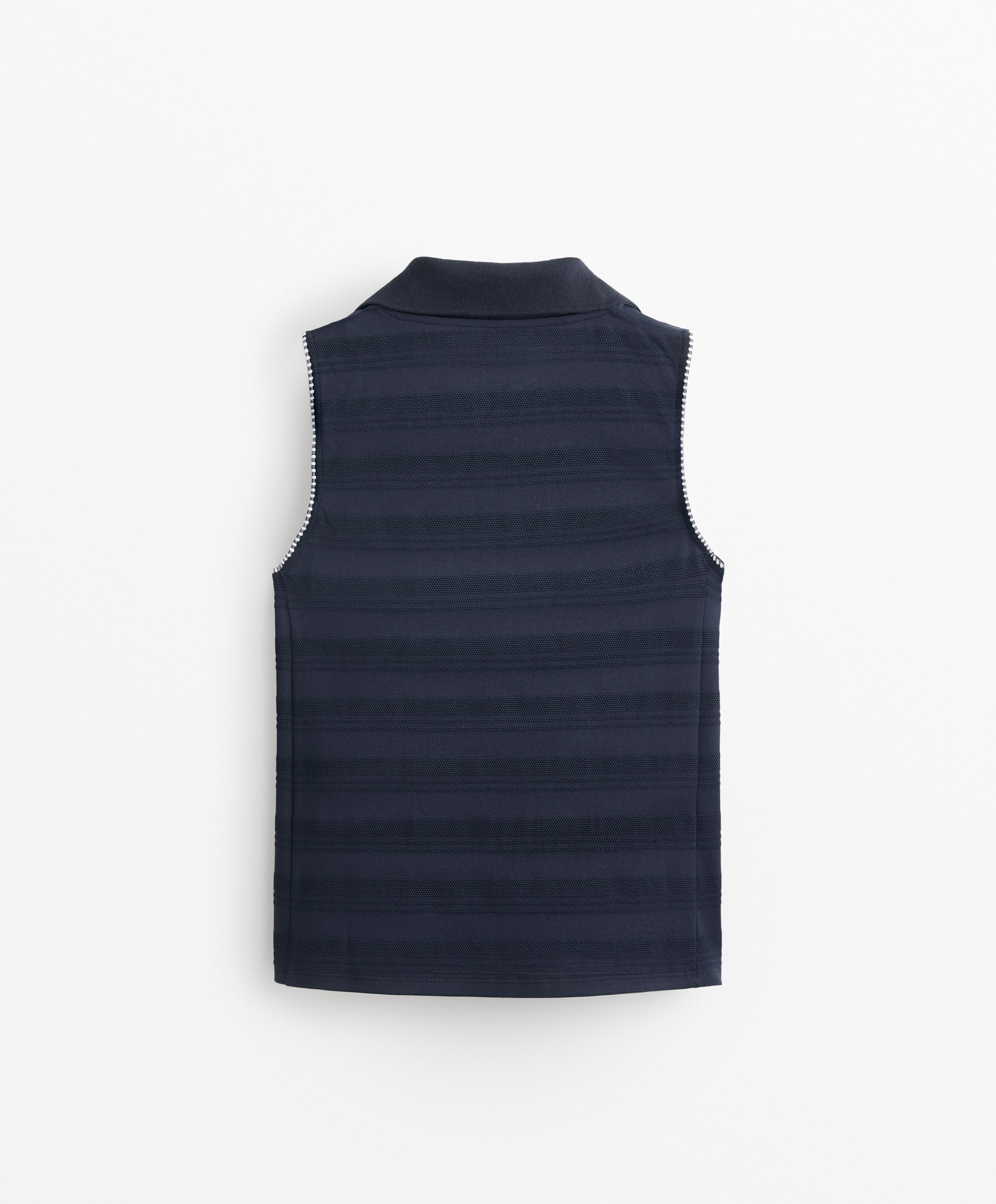 100% COTTON SLEEVELESS JACQUARD POLO SHIRT