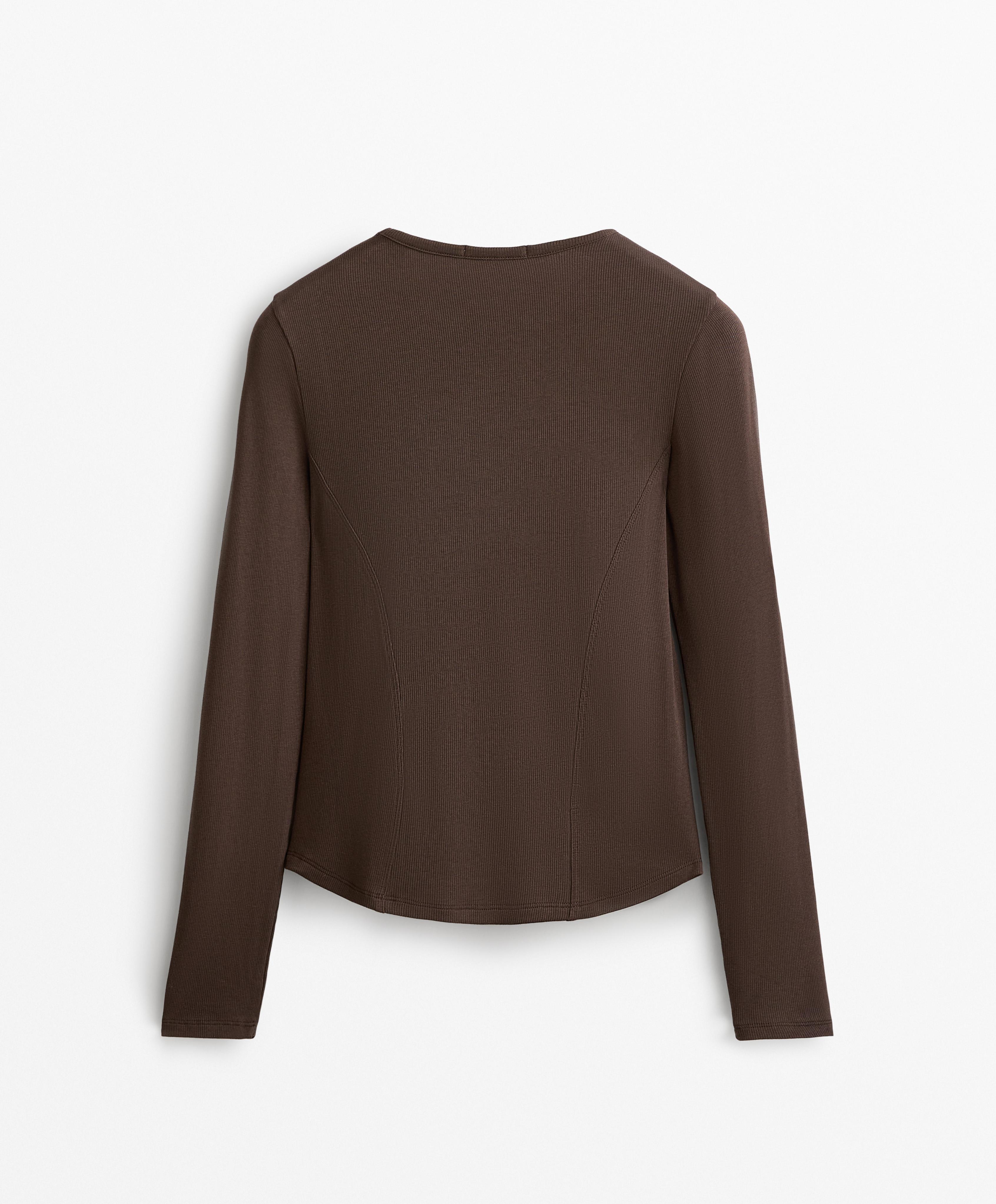 LONG SLEEVE RIB T SHIRT WITH COTTON AND MODAL