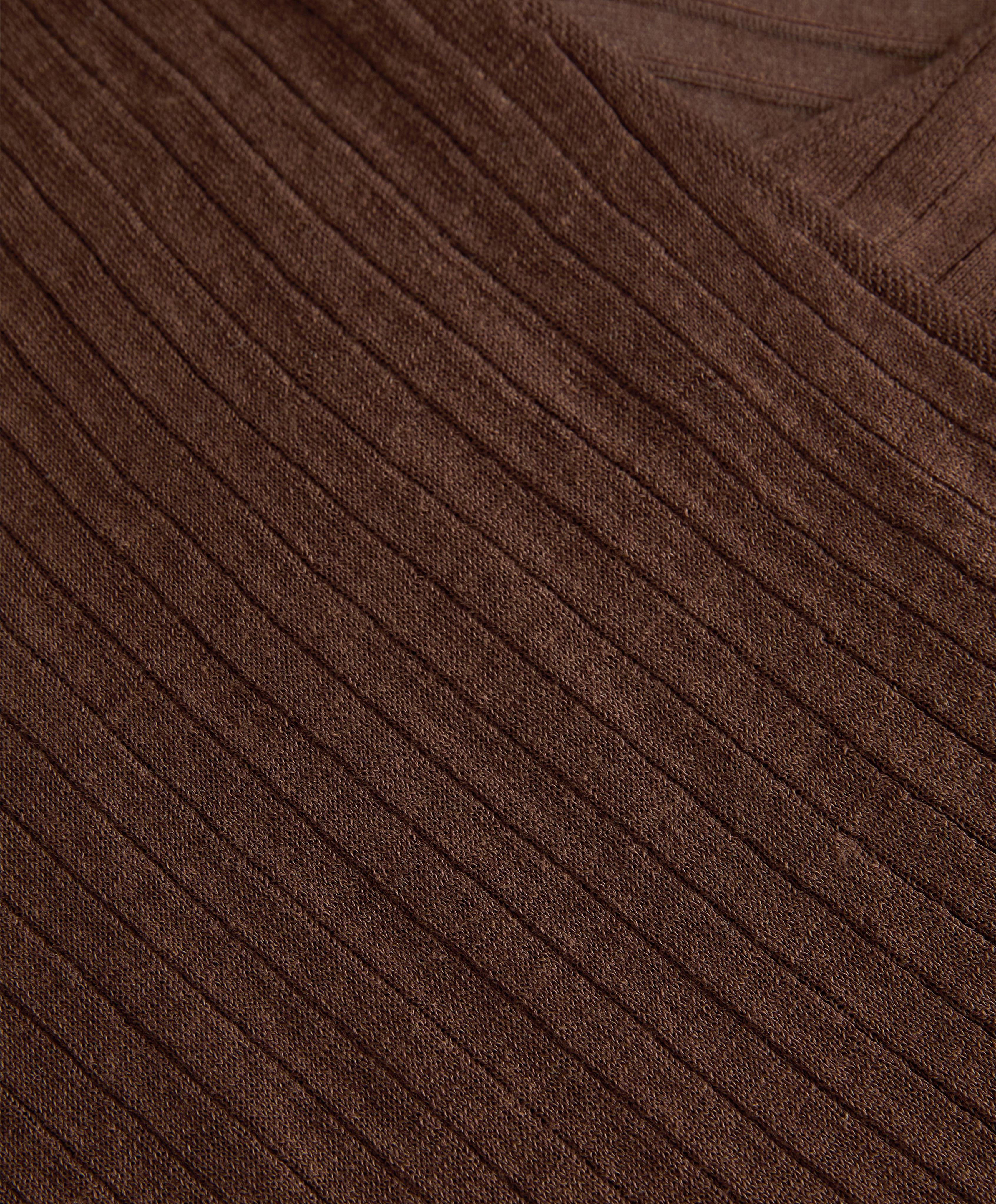 SEMI SHEER FINE KNIT RIB CROSSOVER JUMPER