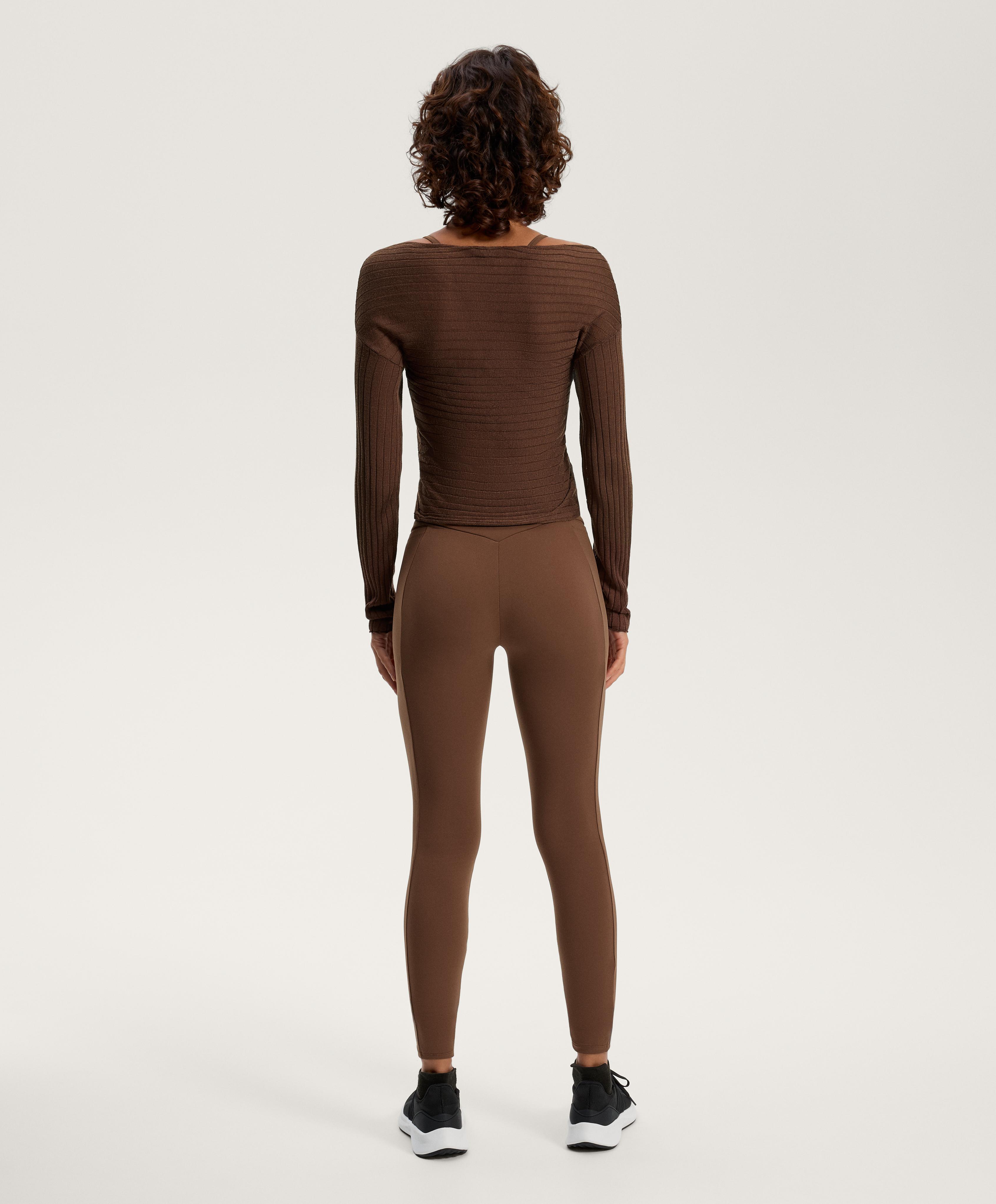 SEMI SHEER FINE KNIT RIB CROSSOVER JUMPER