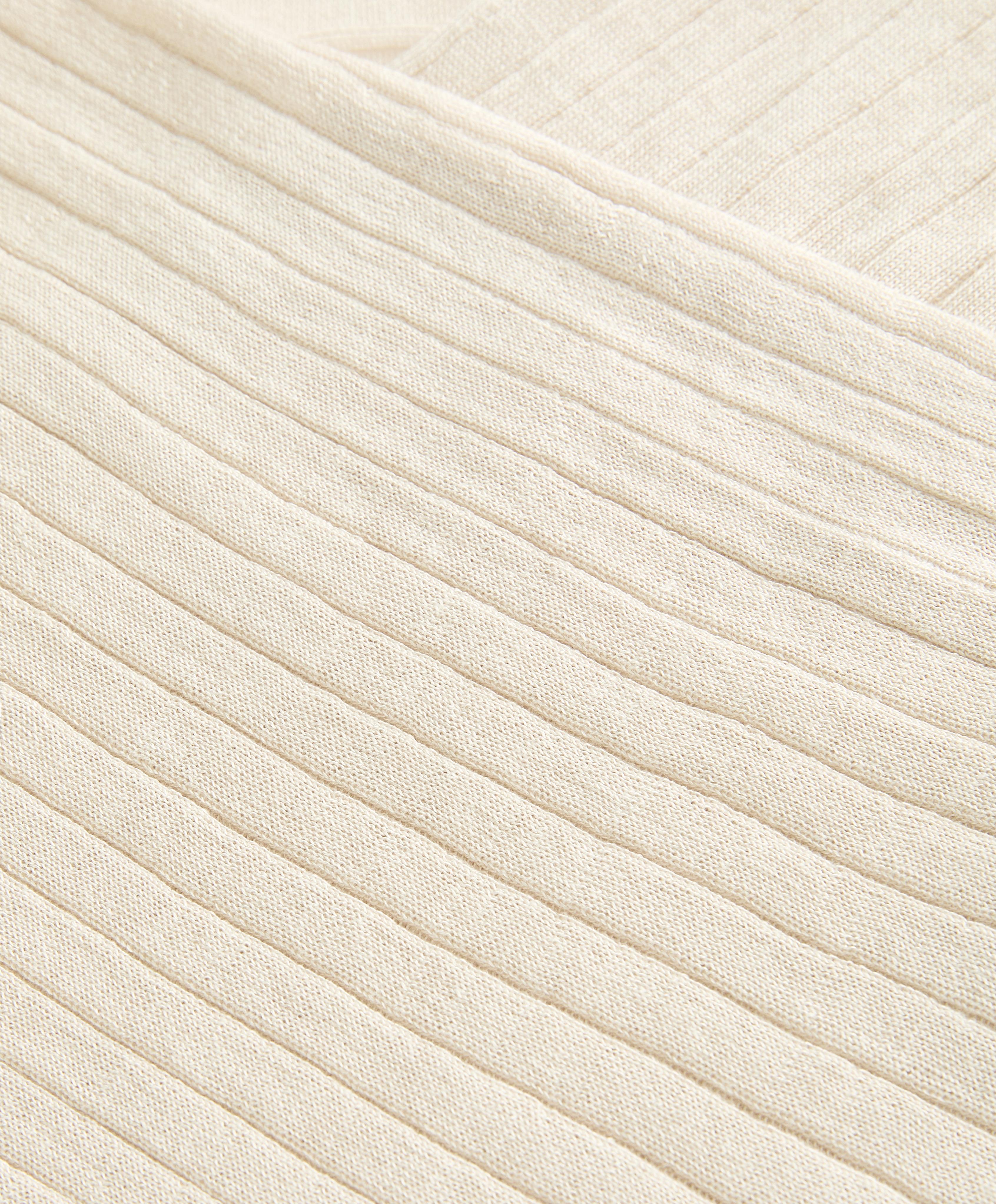 SEMI SHEER FINE KNIT RIB CROSSOVER JUMPER