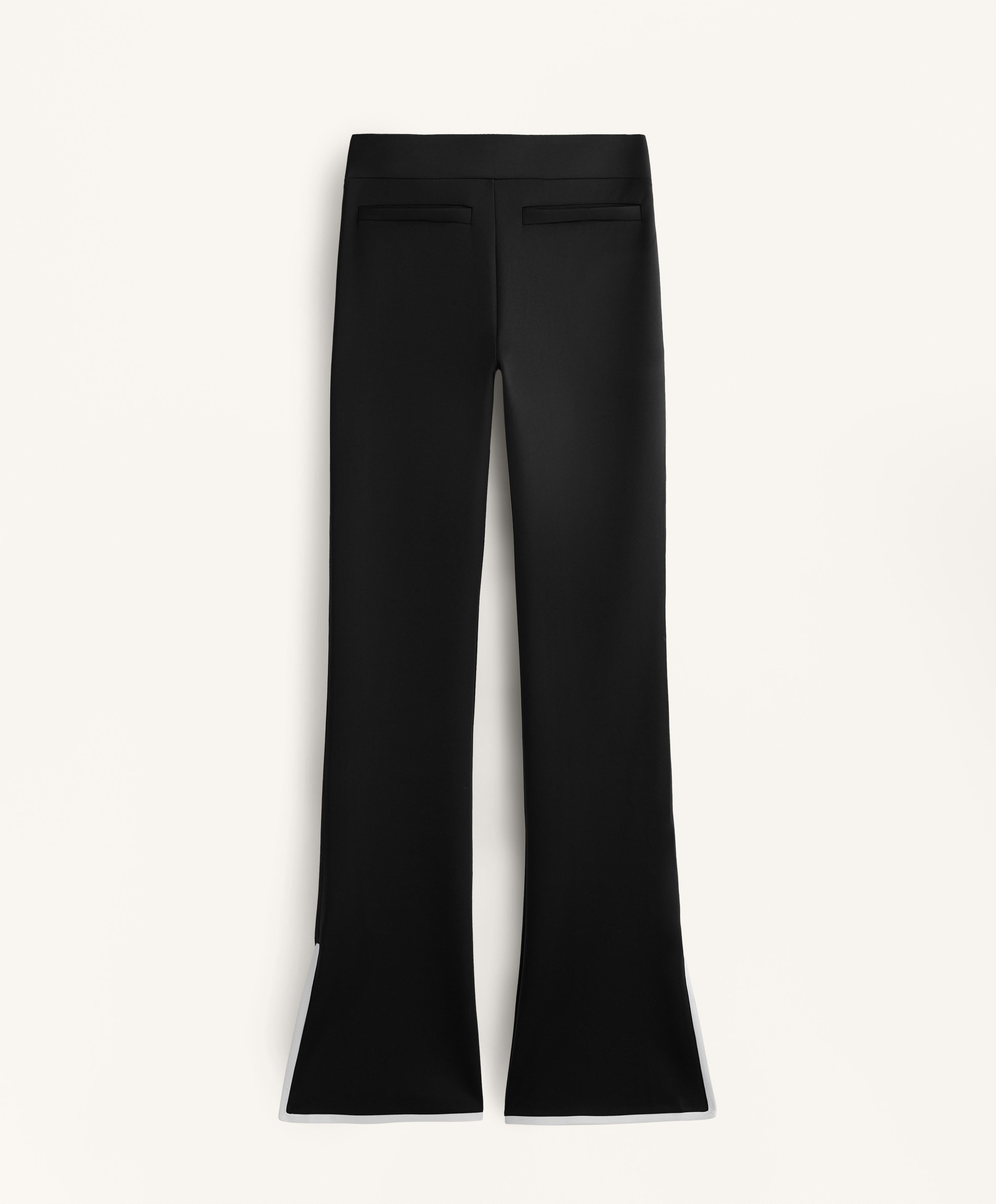 CONTRAST NEOPRENE EFFECT FLARE TROUSERS
