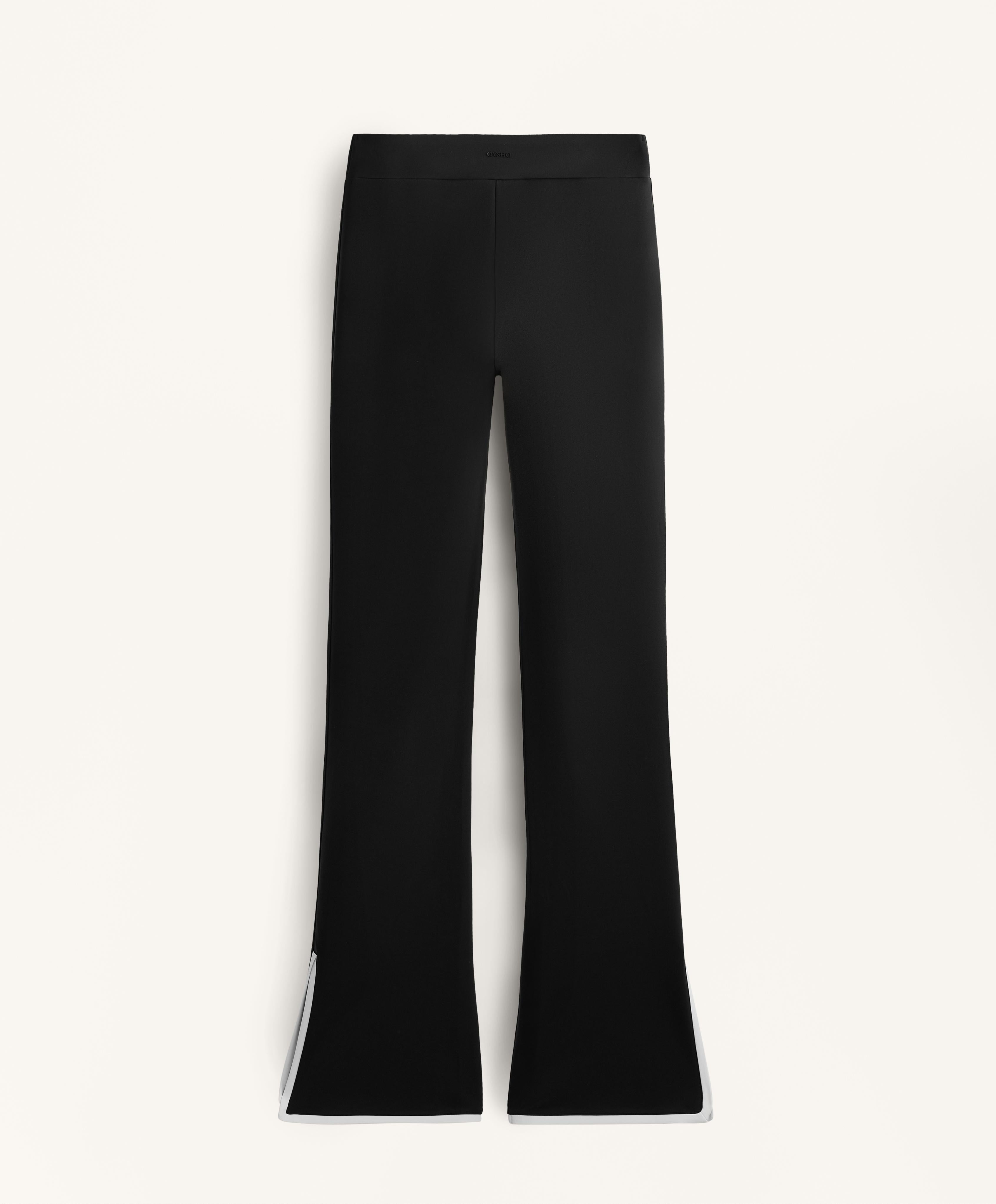CONTRAST NEOPRENE EFFECT FLARE TROUSERS