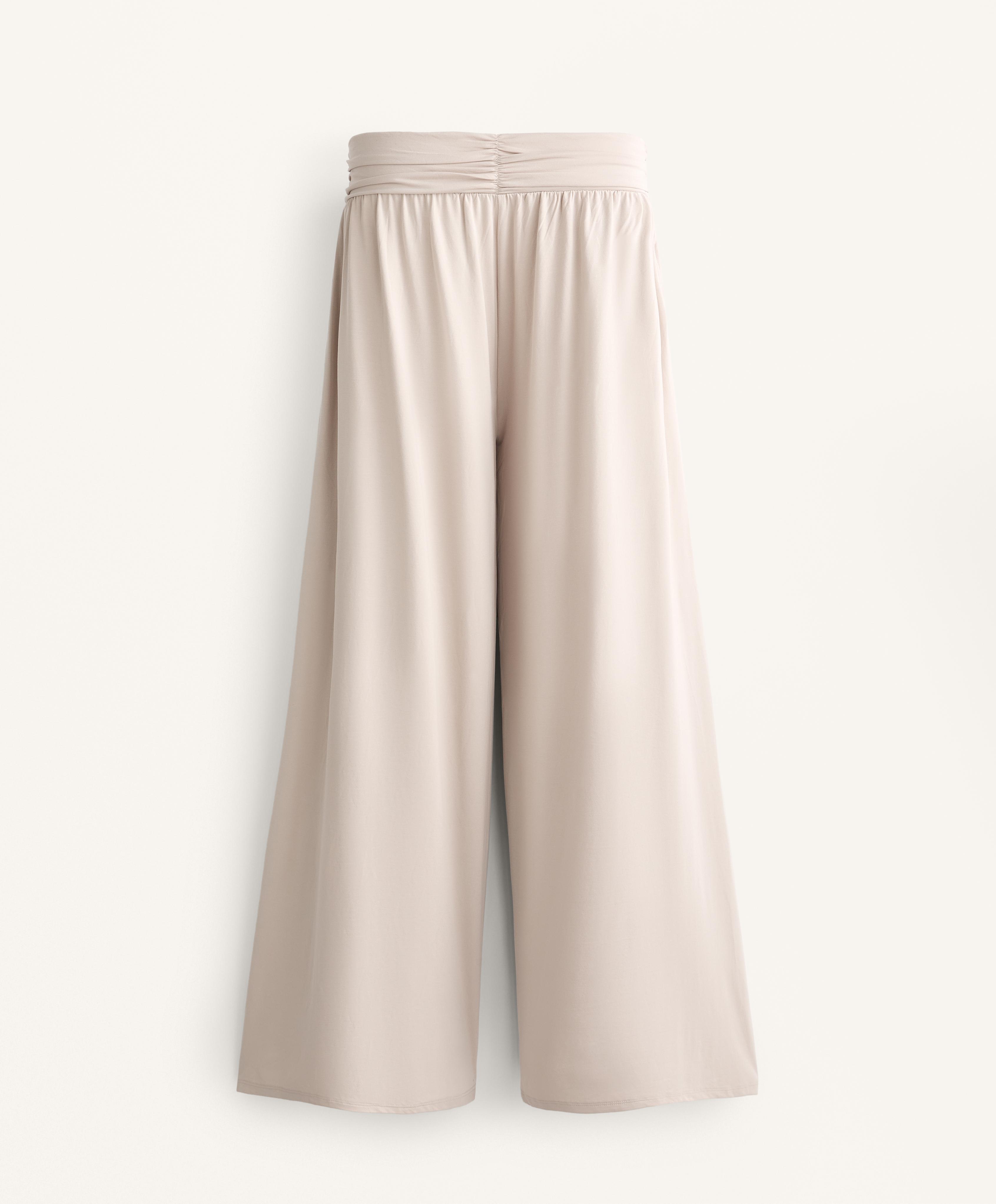 EXTRA WIDE FLOWING TROUSERS WITH V WAISTBAND IN MODAL