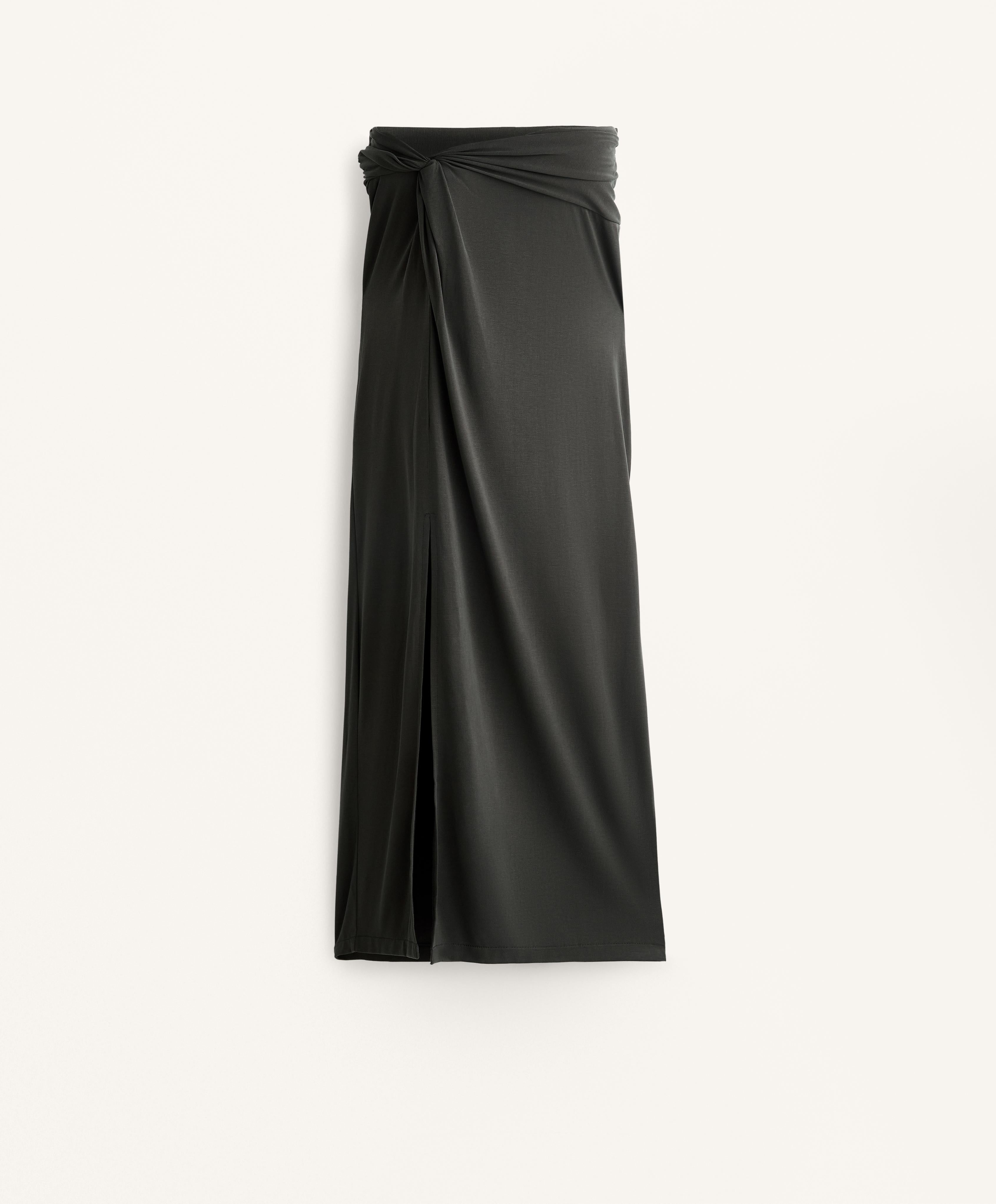 FLOWY TIE MIDI SKIRT WITH MODAL