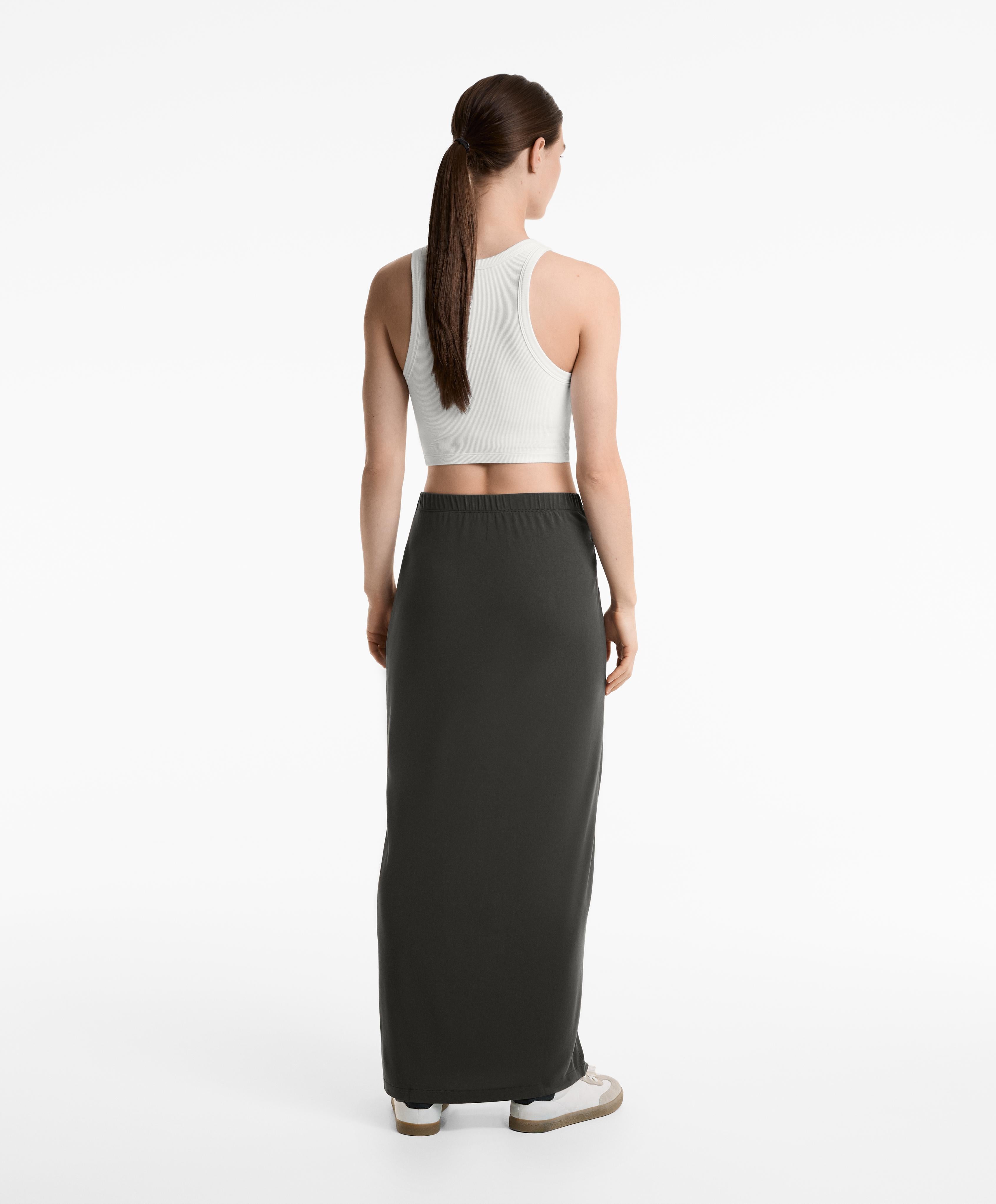 FLOWY TIE MIDI SKIRT WITH MODAL