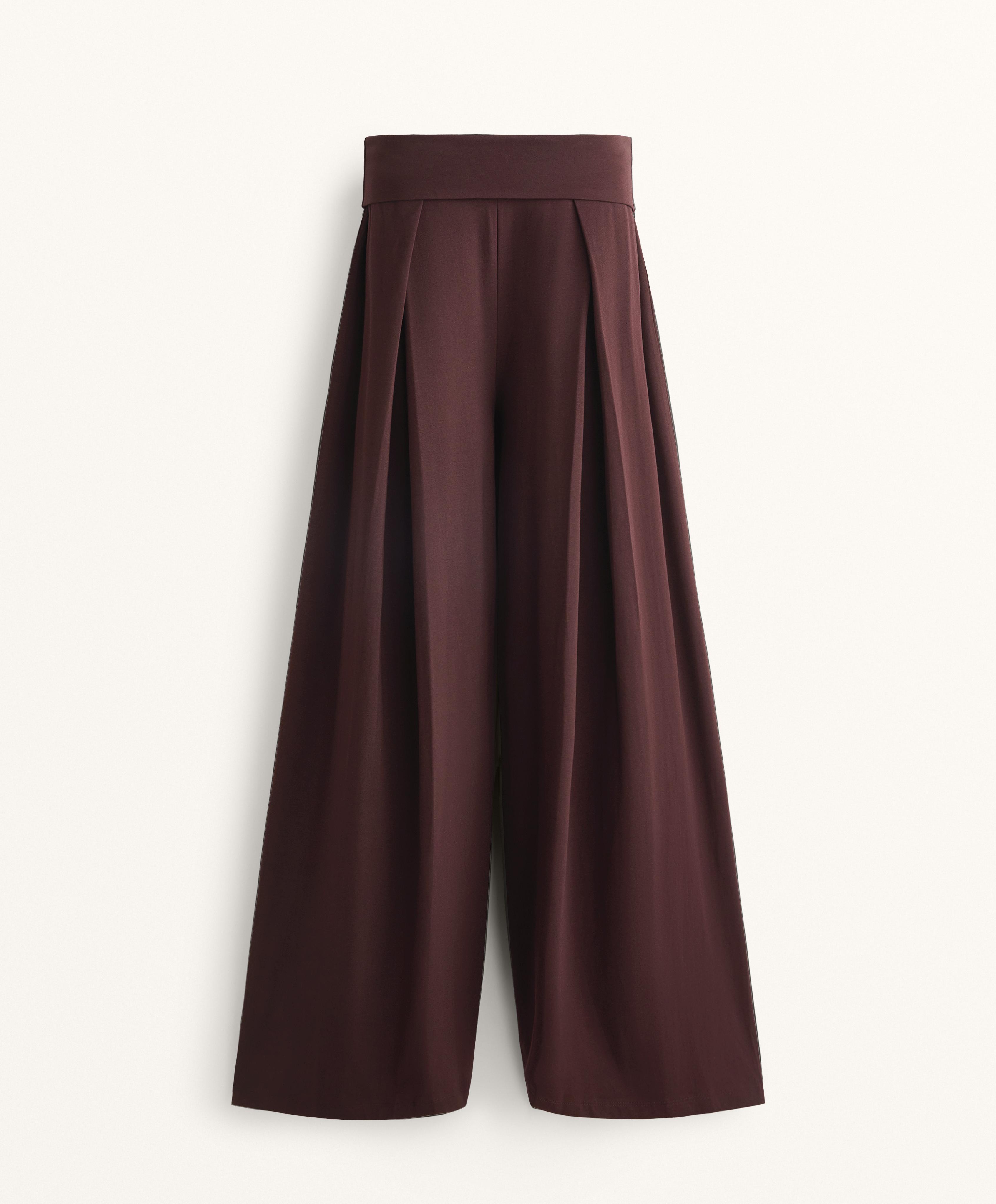 STRAIGHT LEG TURN UP WAIST TROUSERS WITH COTTON BLEND