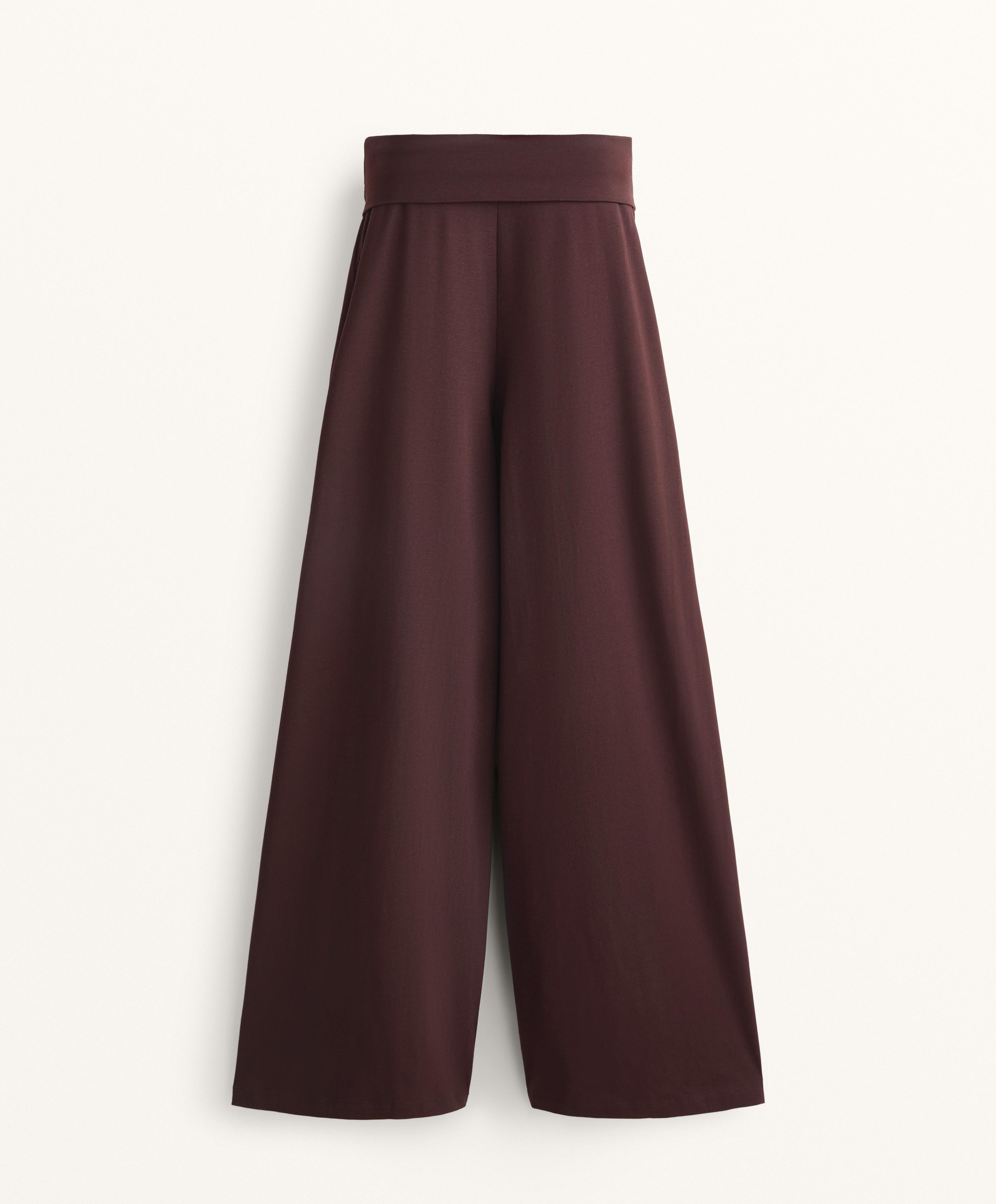 STRAIGHT LEG TURN UP WAIST TROUSERS WITH COTTON BLEND