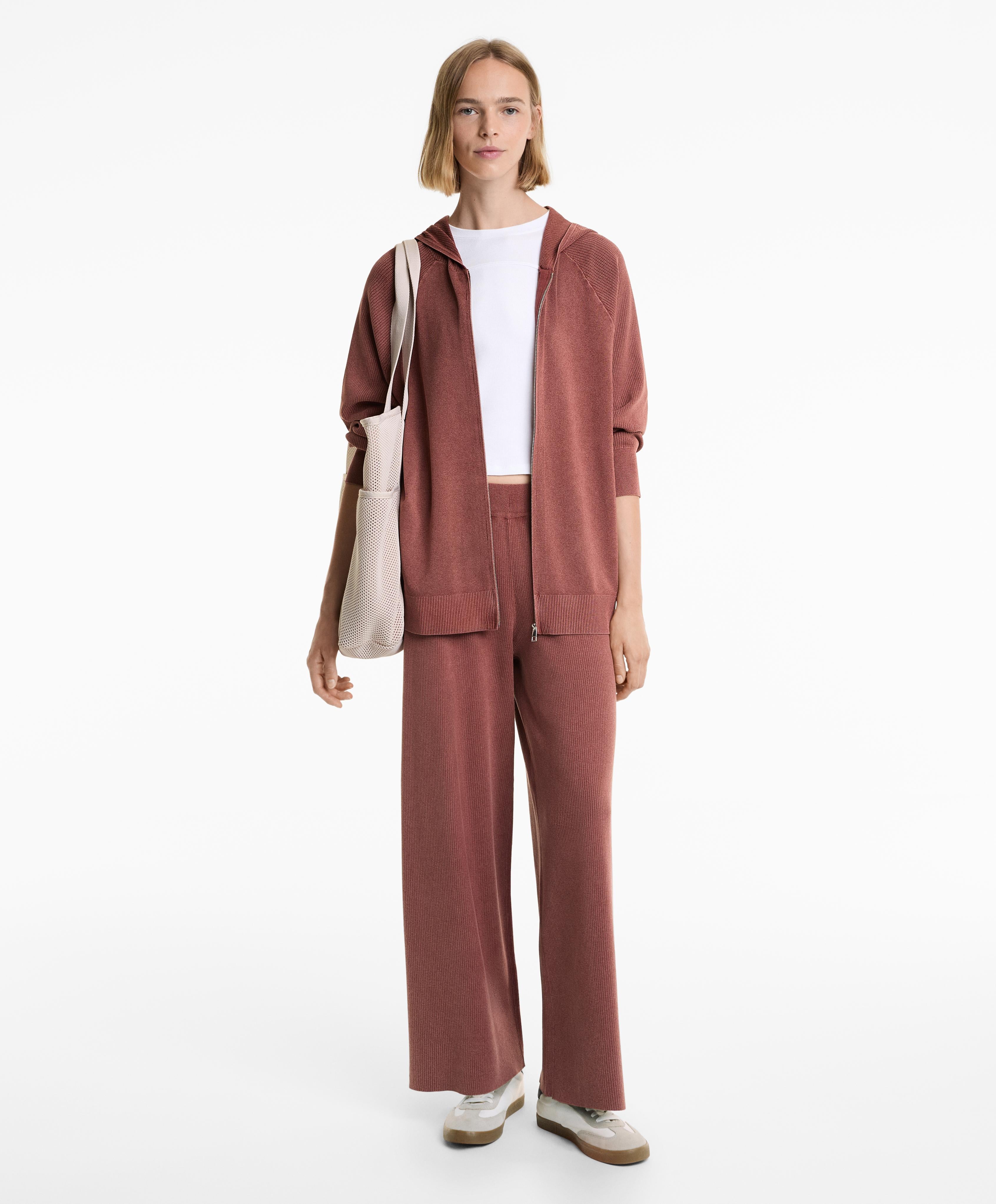 WASHED KNIT STRAIGHT LEG TROUSERS