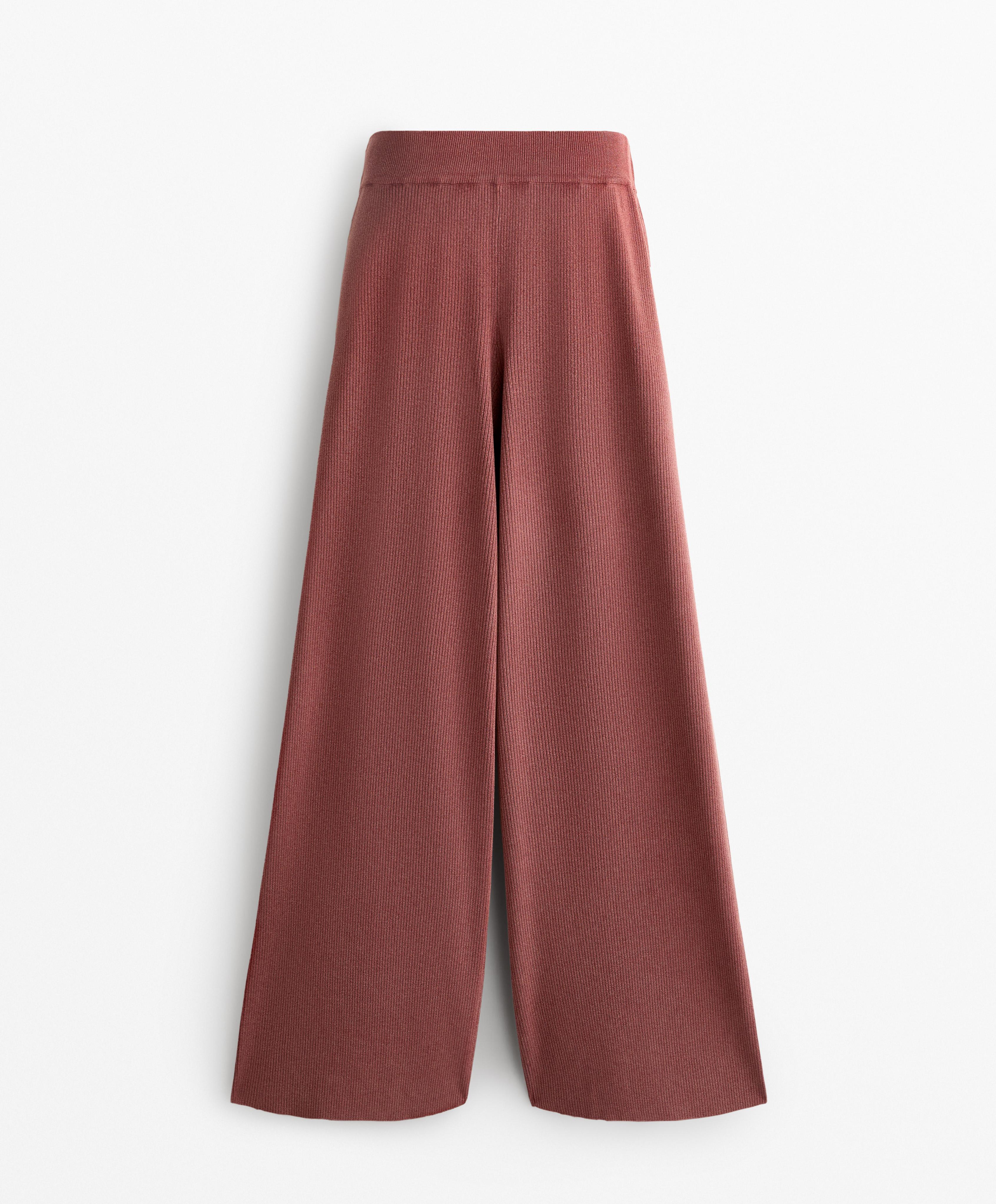 WASHED KNIT STRAIGHT LEG TROUSERS