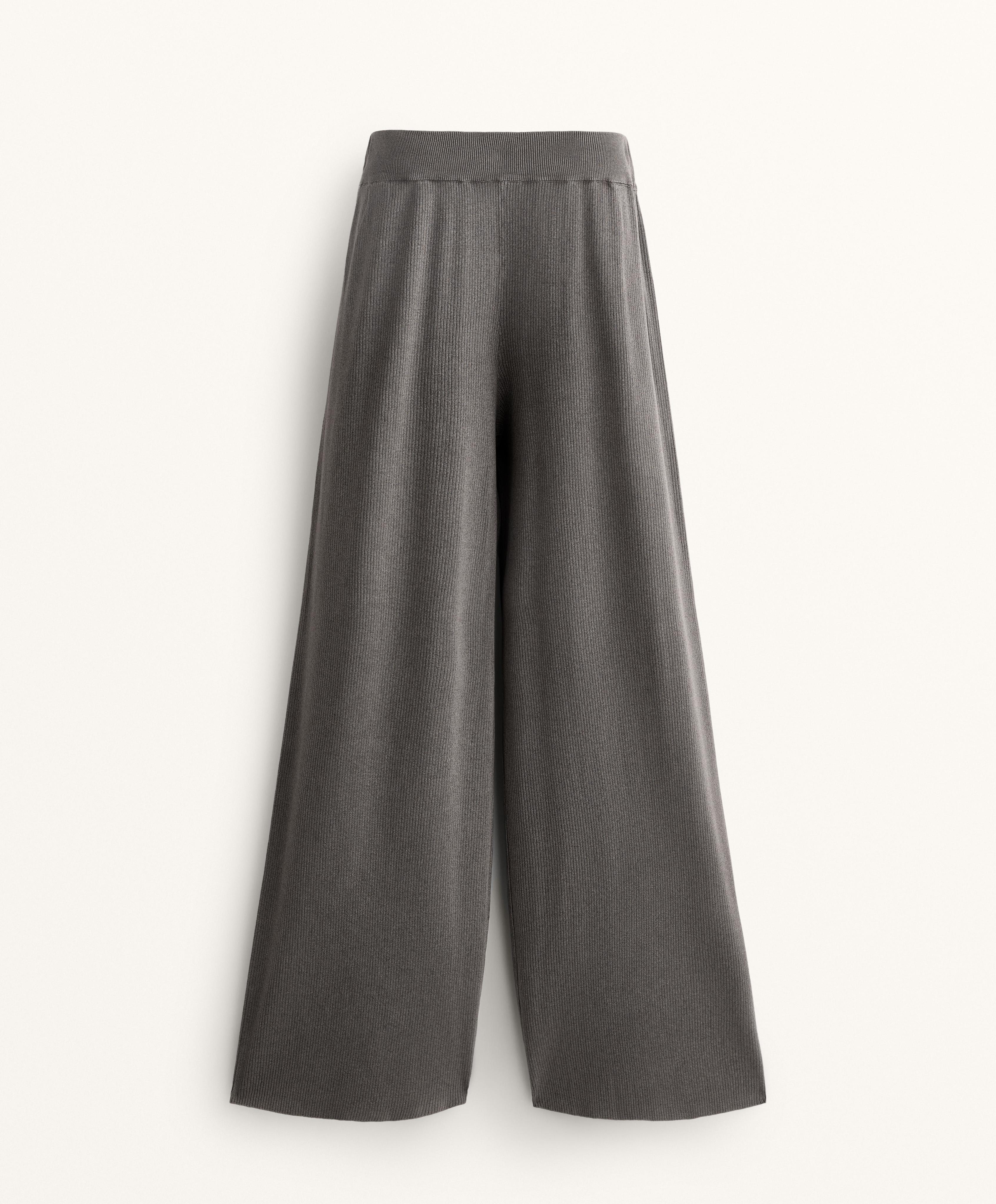 WASHED KNIT STRAIGHT LEG TROUSERS
