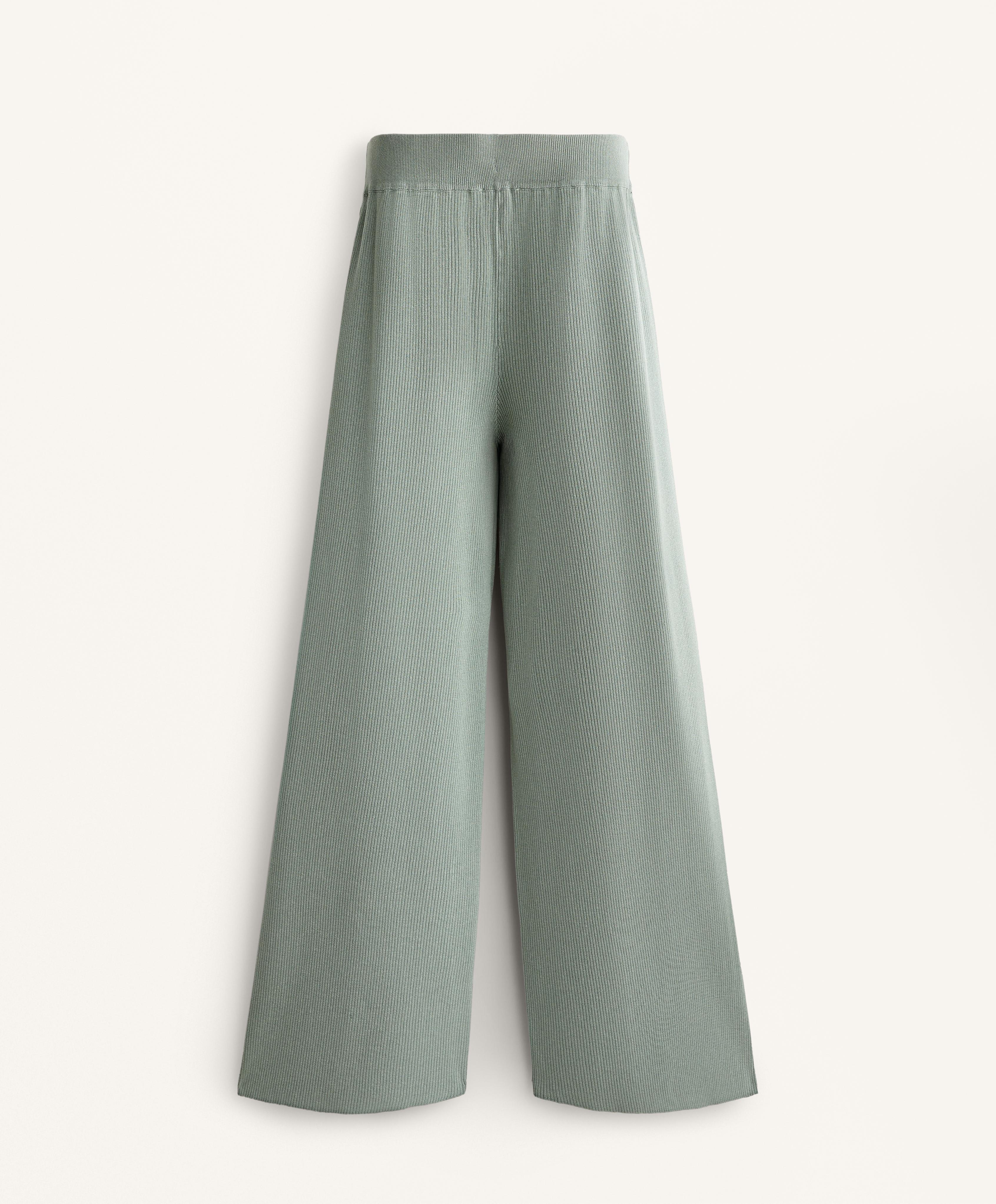 WASHED KNIT STRAIGHT LEG TROUSERS
